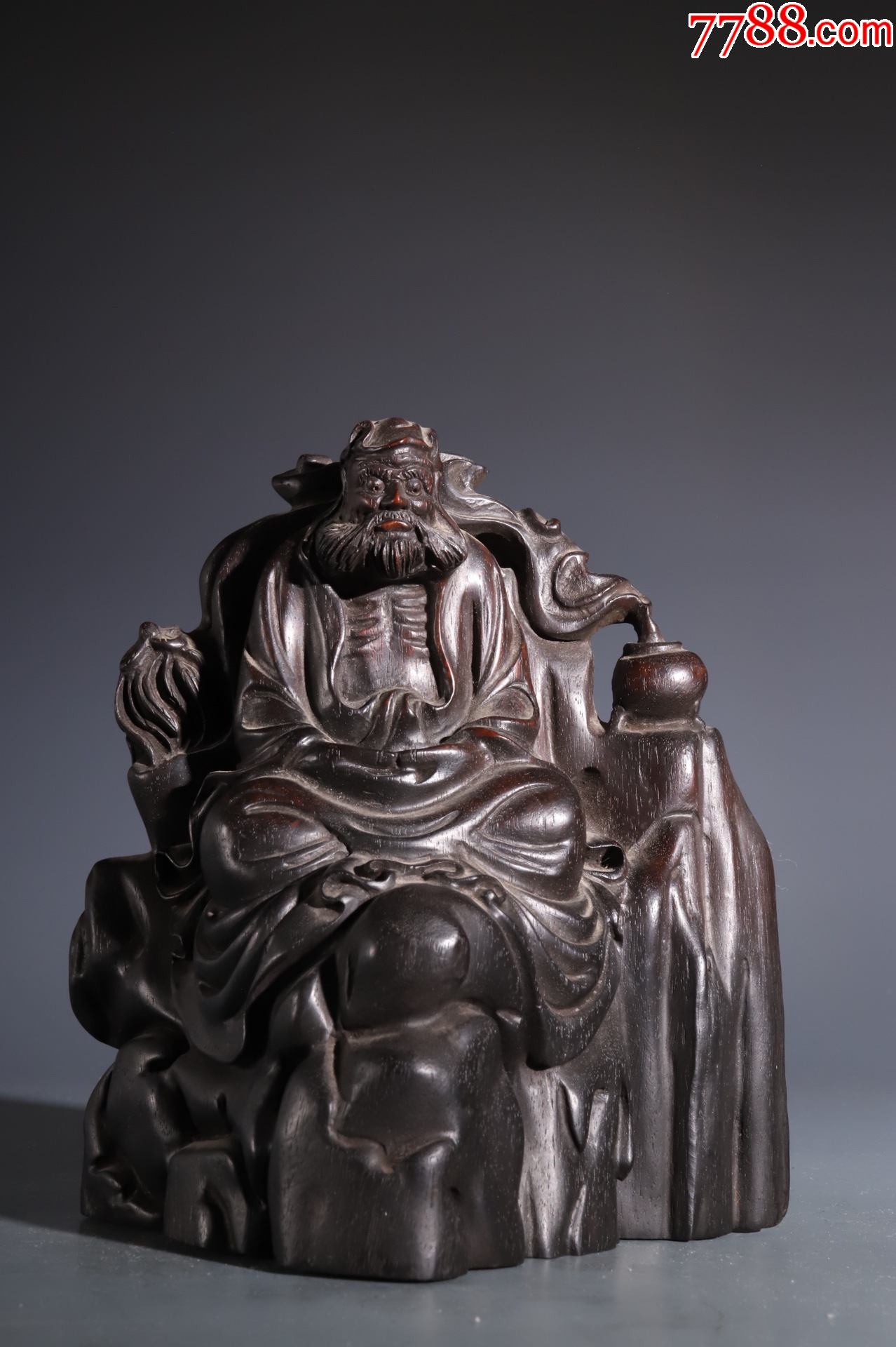 紫檀木达摩悟道摆件