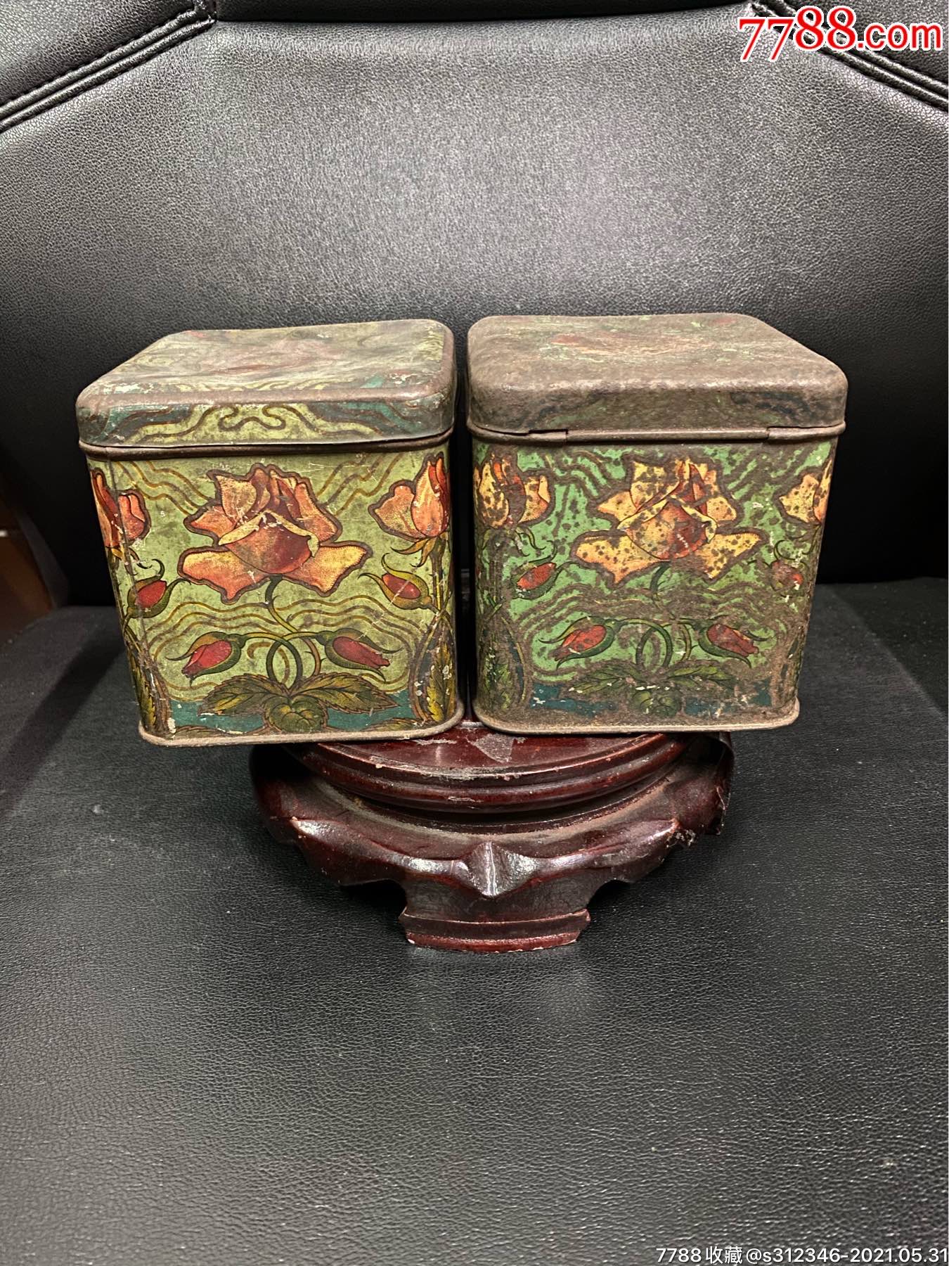 民国牡丹花开老铁皮方盒!