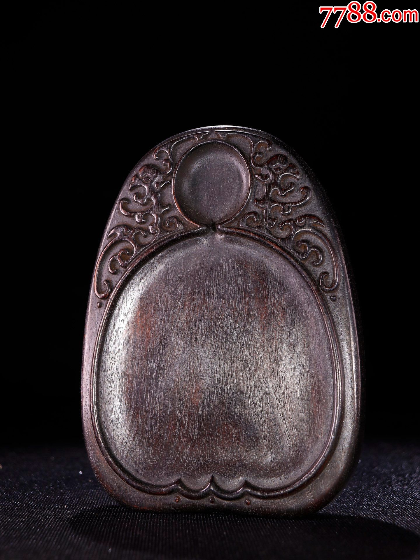 紫檀木双龙戏珠文房木砚台