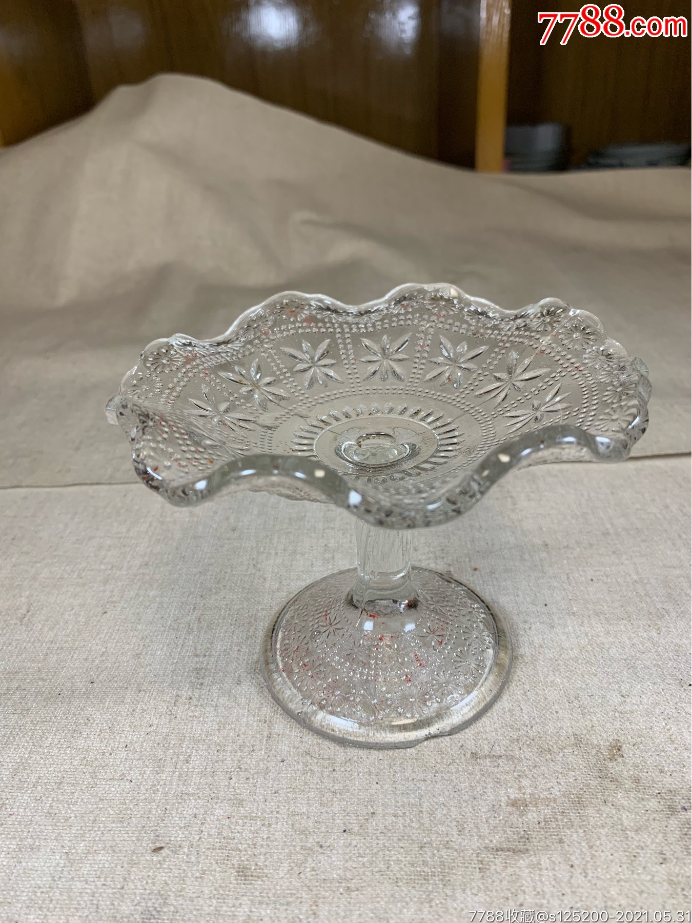 古董古玩收藏杂项民国水果盘瓜子盘玻璃盘玻璃器皿花卉