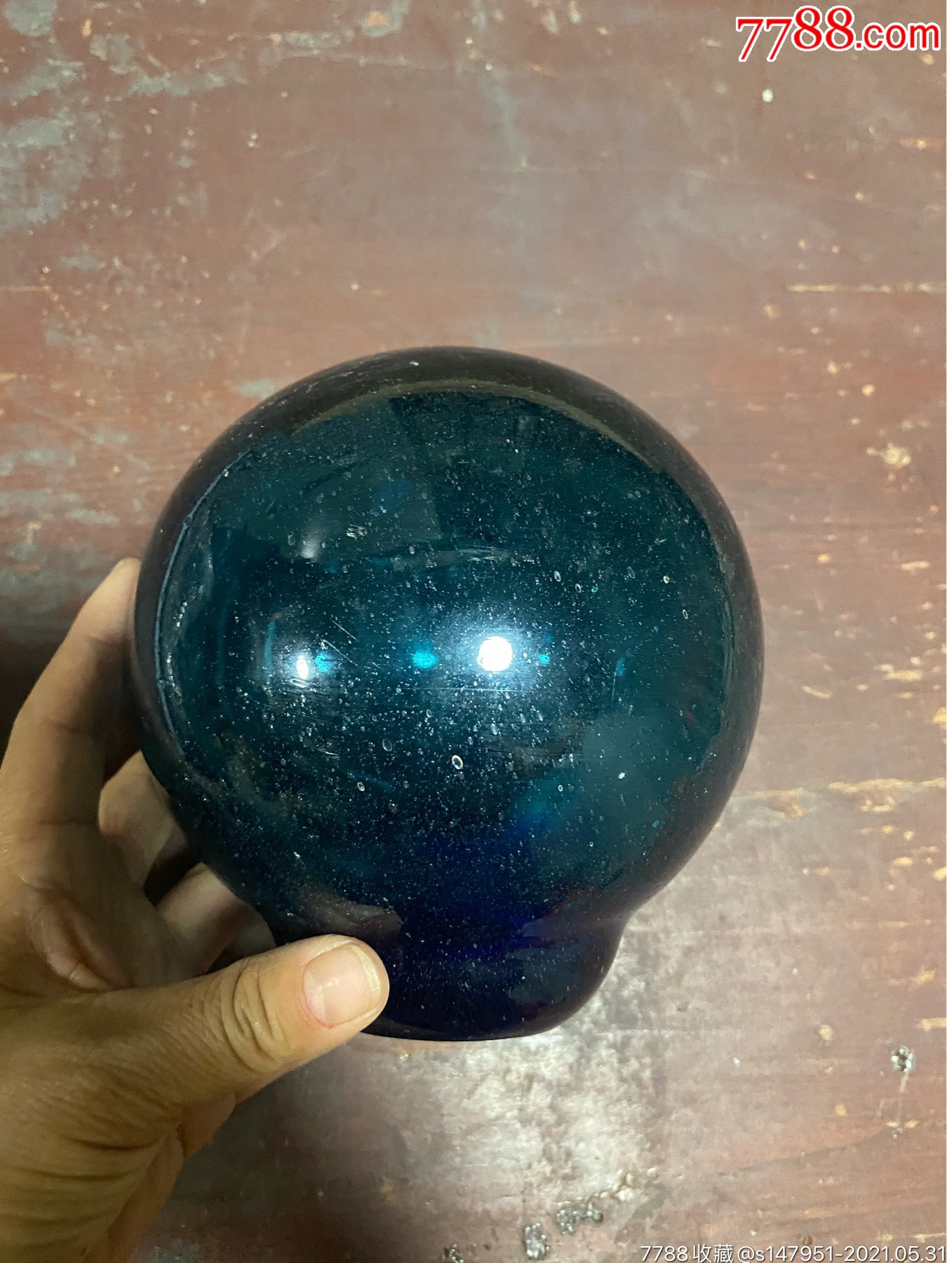 琉璃球二手旧货怀旧收藏道具地下有孔不知道干什么用的