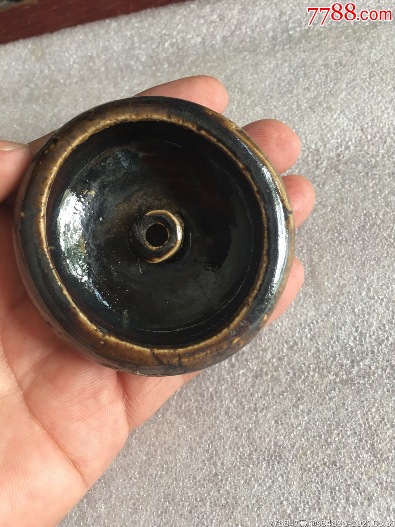 2个清代美工带窑变老灯盏