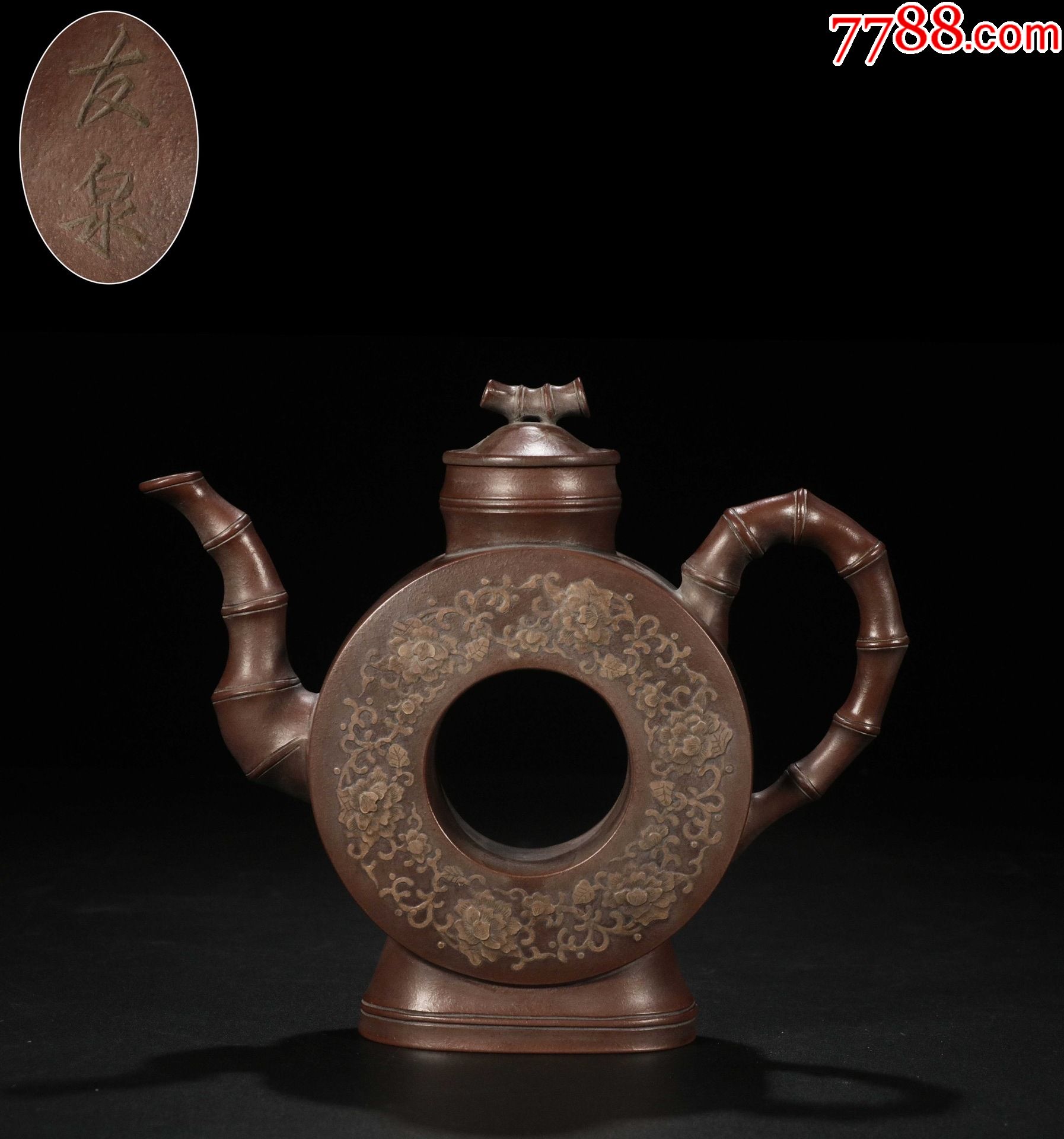 泥绘纹竹节壶-价格:7000元-se80557083-紫砂壶-零售-7788收藏__收藏