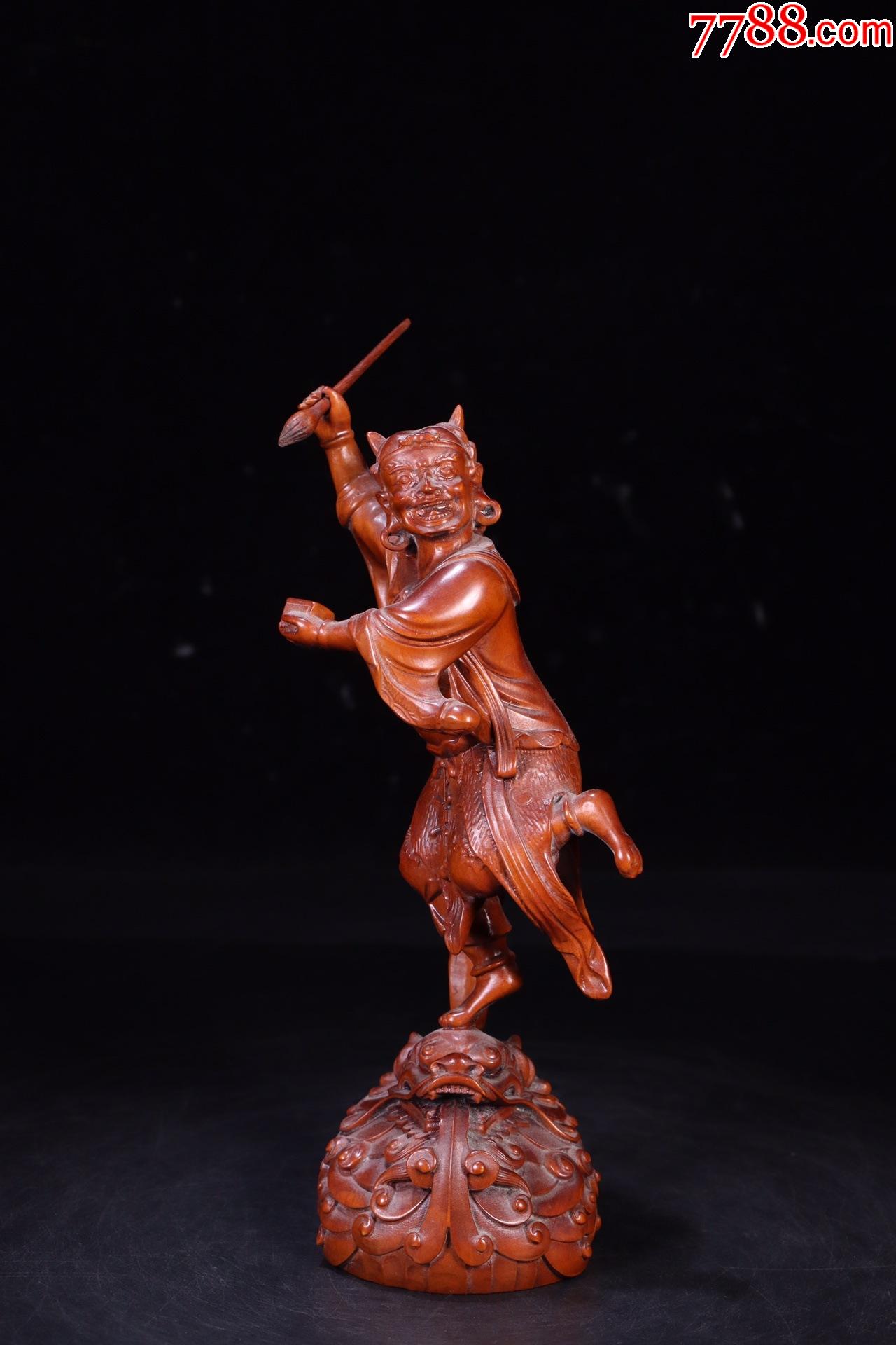 老黄杨木雕魁星点斗独占鳌头摆件