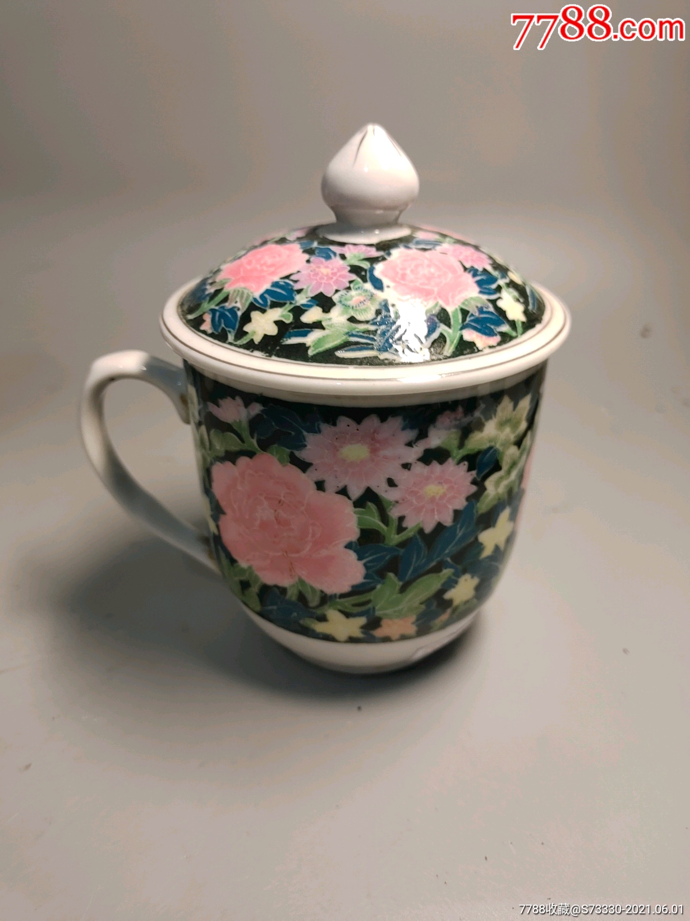 创汇期湖南醴陵釉下彩芙蓉花茶杯一只2