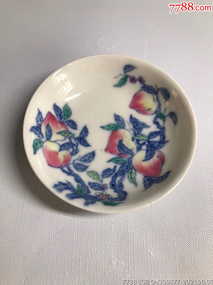 民国斗彩桃子盘全品直径98高28公分999