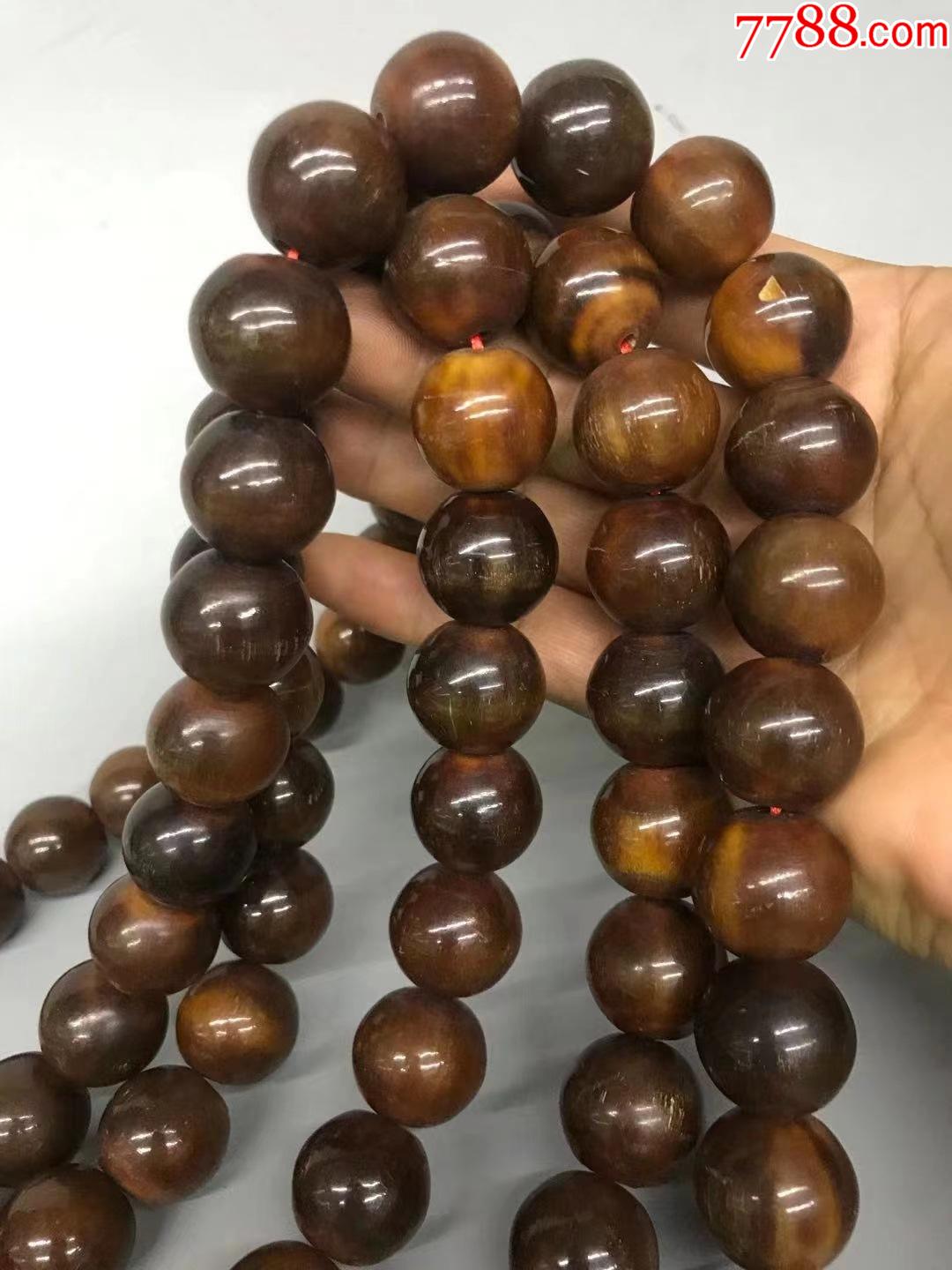保真牛角珠手串108颗,颗径2.0公分