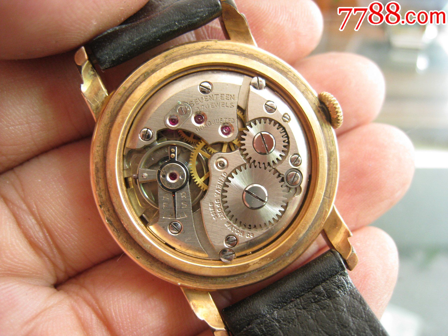 瑞士古董表全包金geneva中古表(手动机械)男老古董小三针