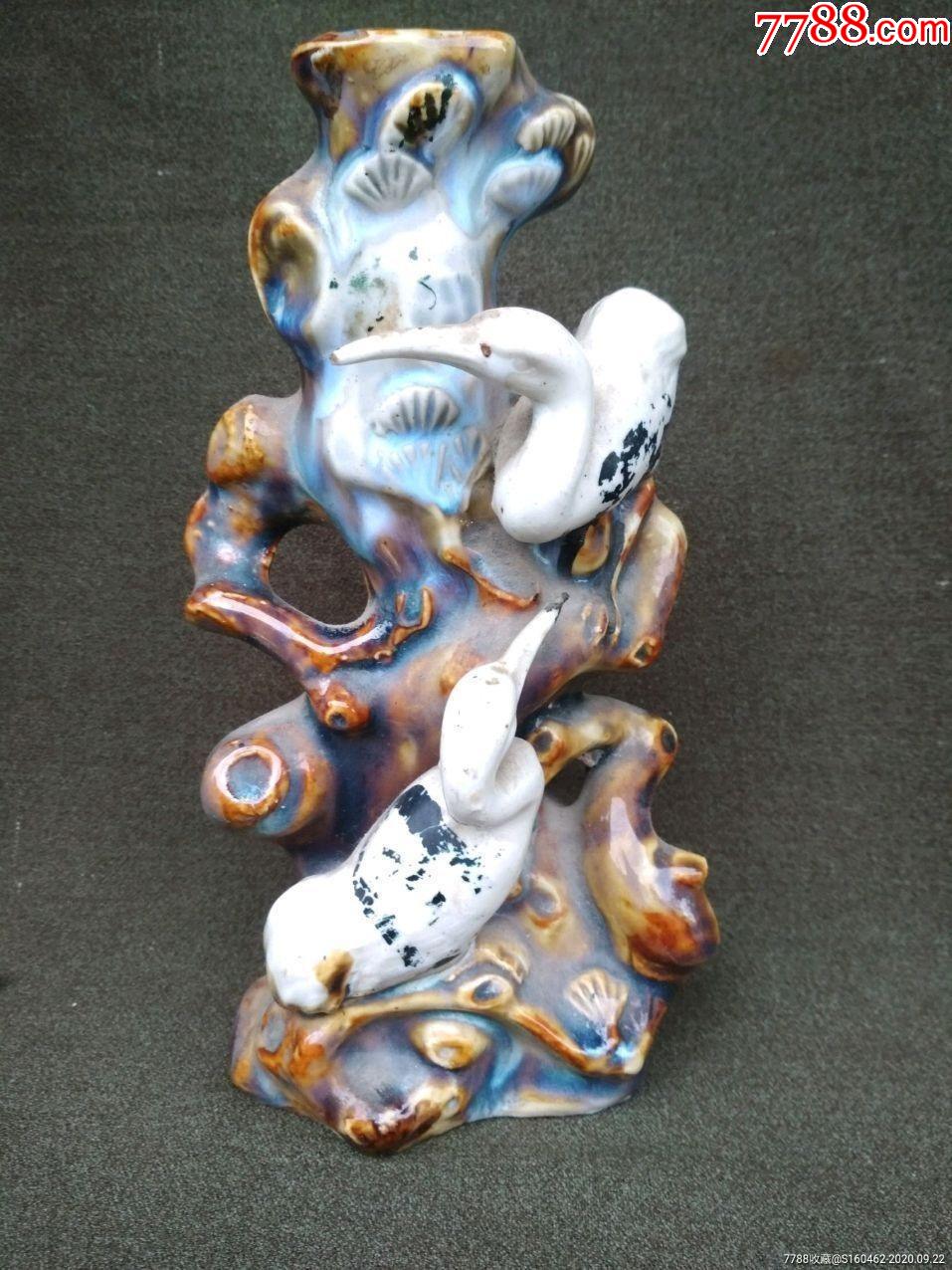 民国醴陵彩松鹤延年摆件-雕塑瓷/瓷雕-7788商城__七七八八商品交易