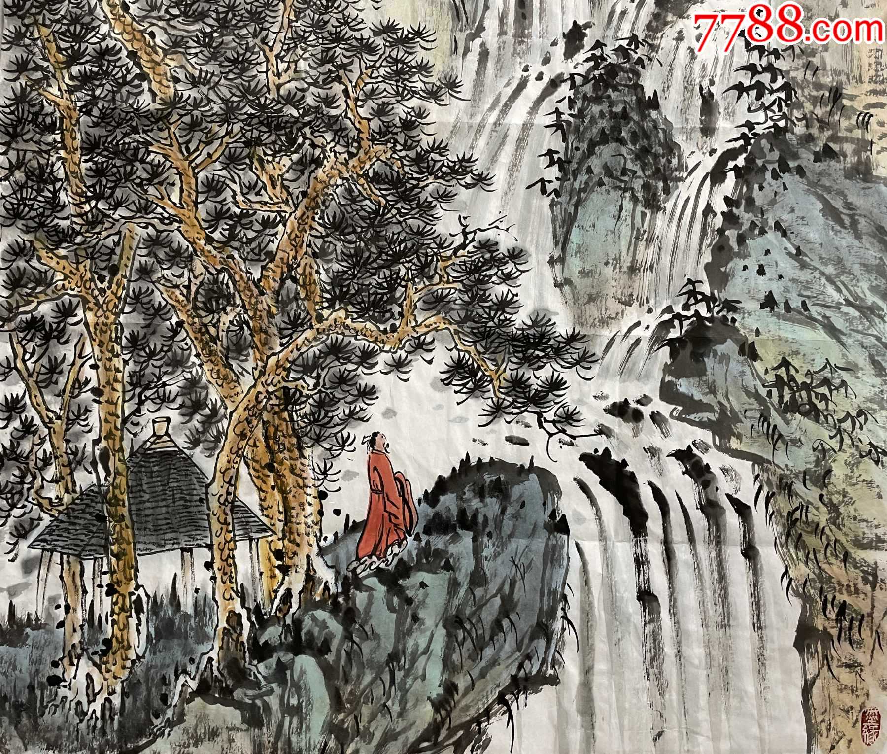 来自本人终身保真王安定河南省美术家协会会员中堂彩墨山水画15万壑争