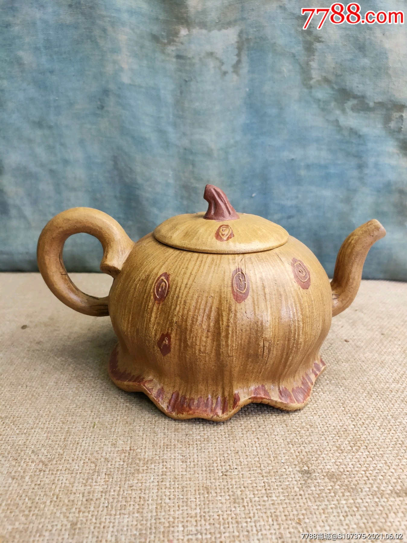 器型独特的手工紫砂茶壶包浆自然完整漂亮