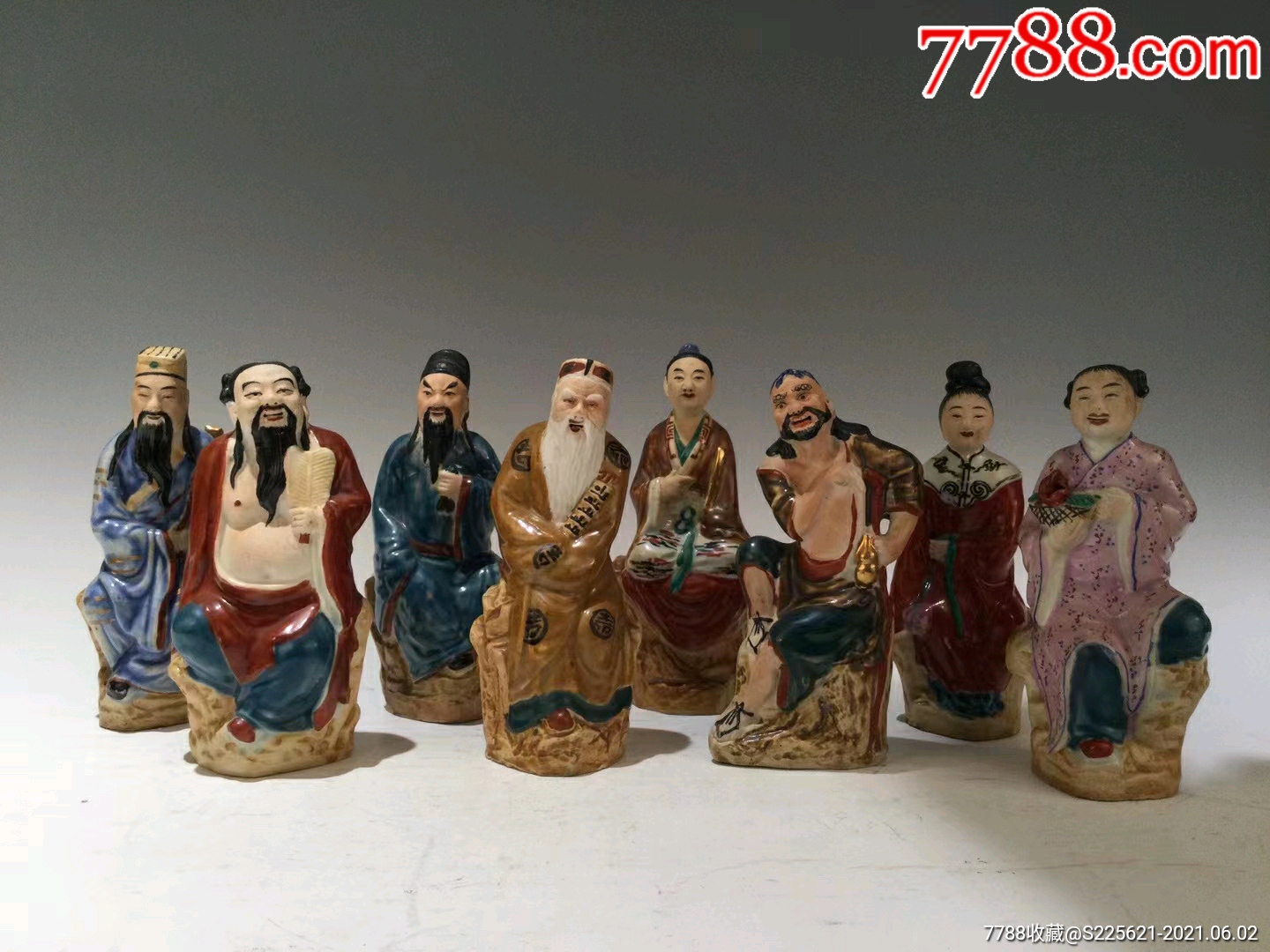 民国粉彩八仙人物瓷塑