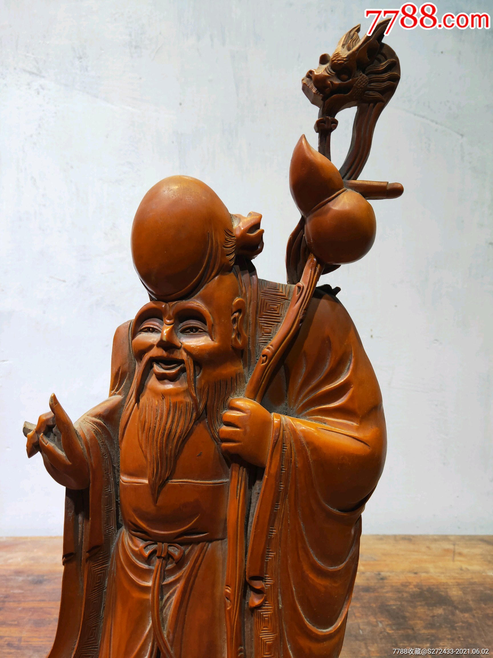 老寿星木雕摆件纯手工雕刻形象生动尺寸如图装饰摆件精品赠送老人寓意