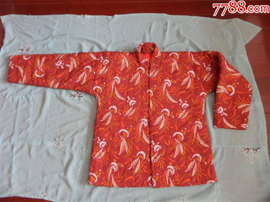 老棉襖780年代布面便服女式花棉襖蠶絲內膽新的474