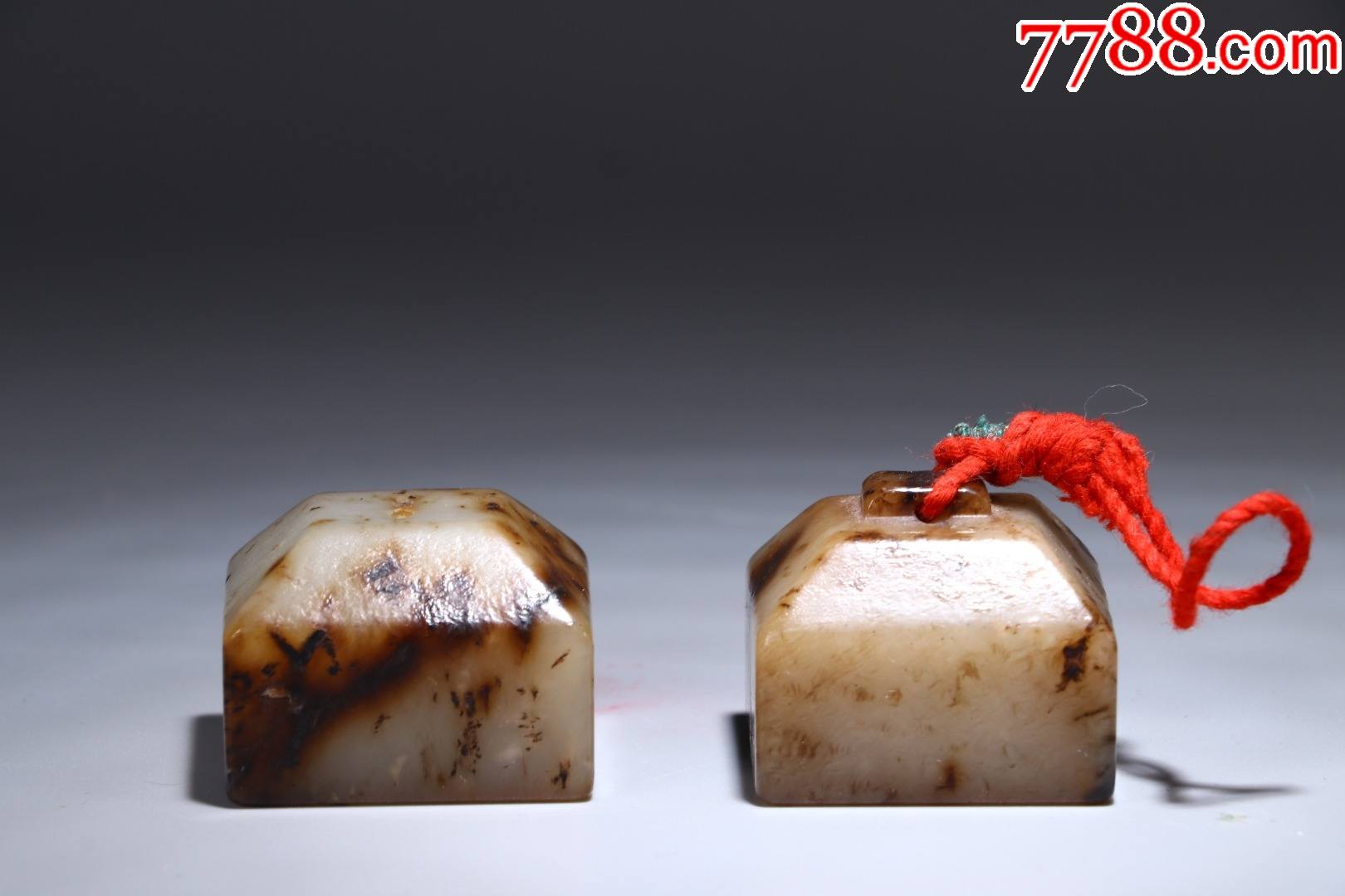 旧藏和田玉印章一对