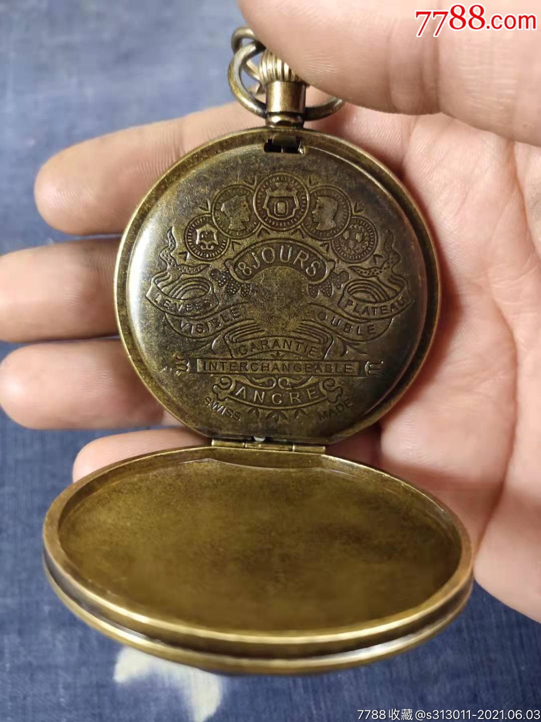 旧藏回流瑞士huameile双开人物机械怀表一块