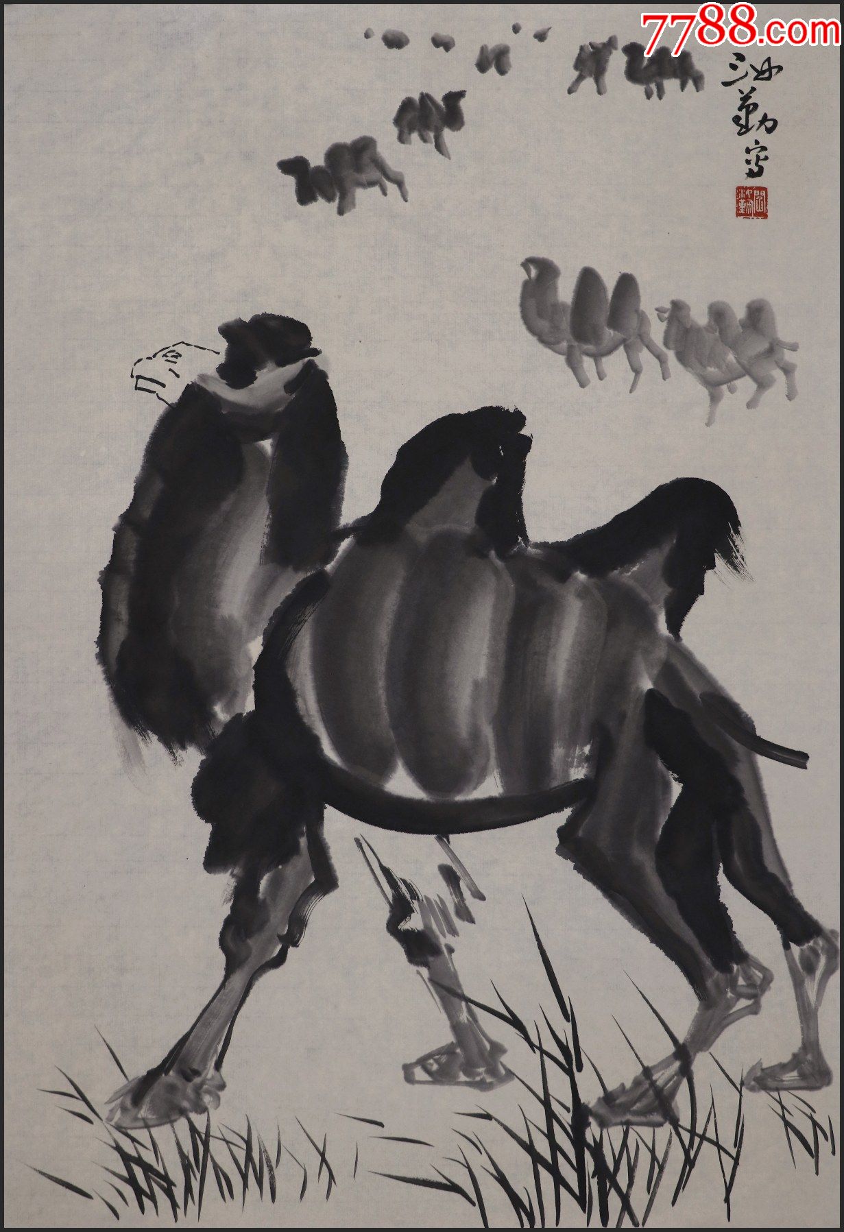 受教于徐悲鸿,齐白石,黄宾虹等先生,内蒙古美协理事,骆驼_花鸟国画