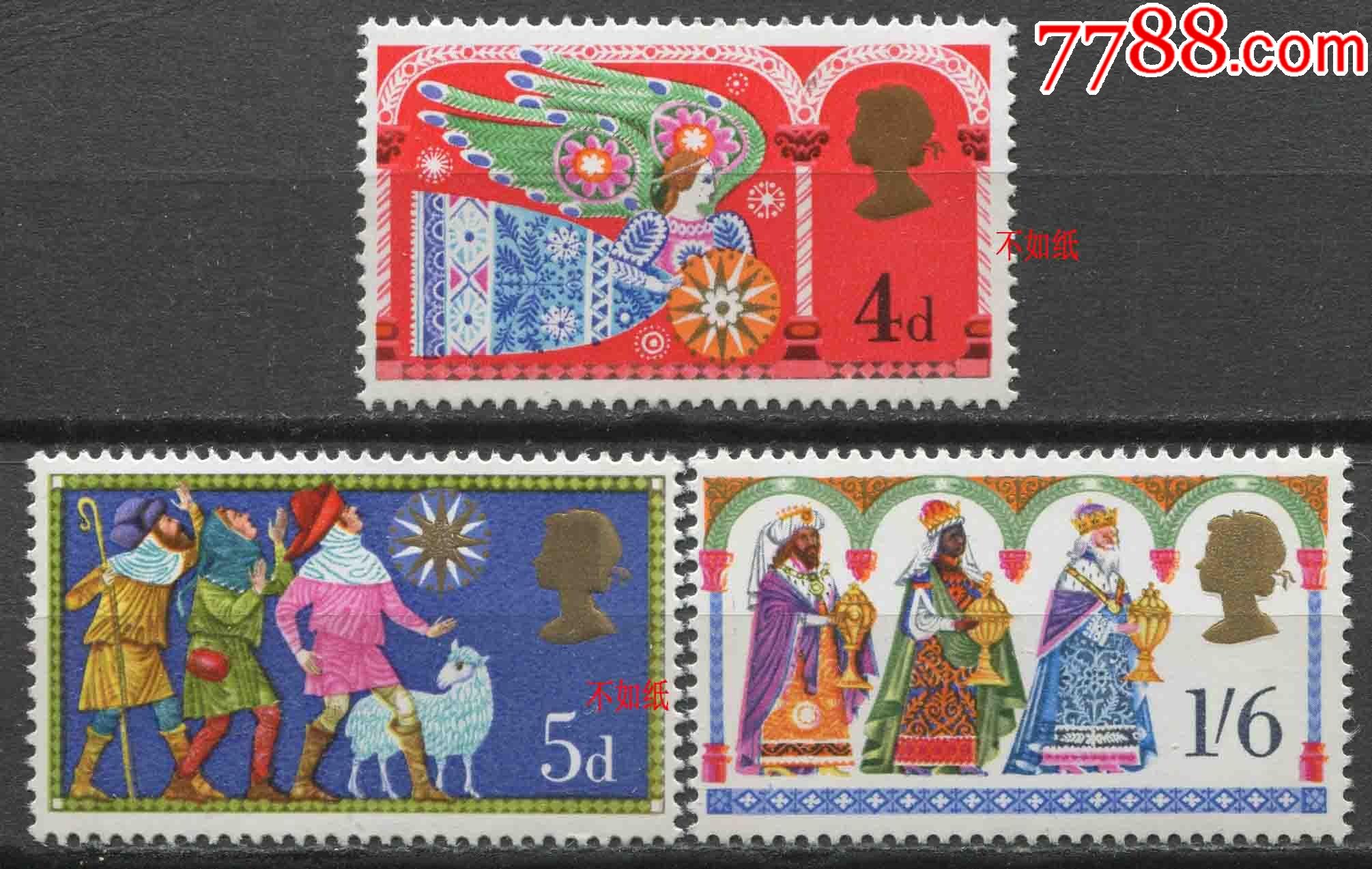 英国邮票1969年圣诞节儿童故事神话传说天使三个牧羊人3全新eu