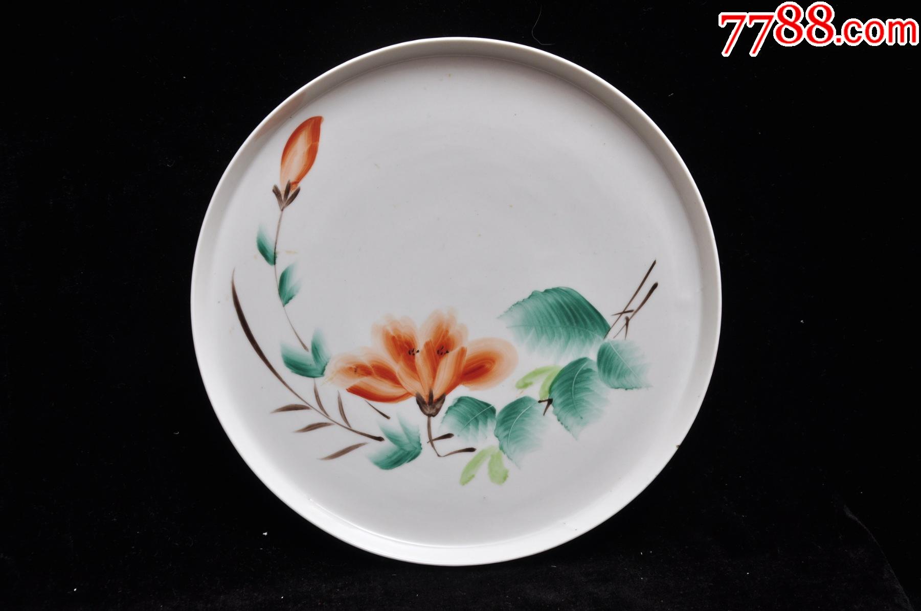 五十年代手绘瓷盘美品