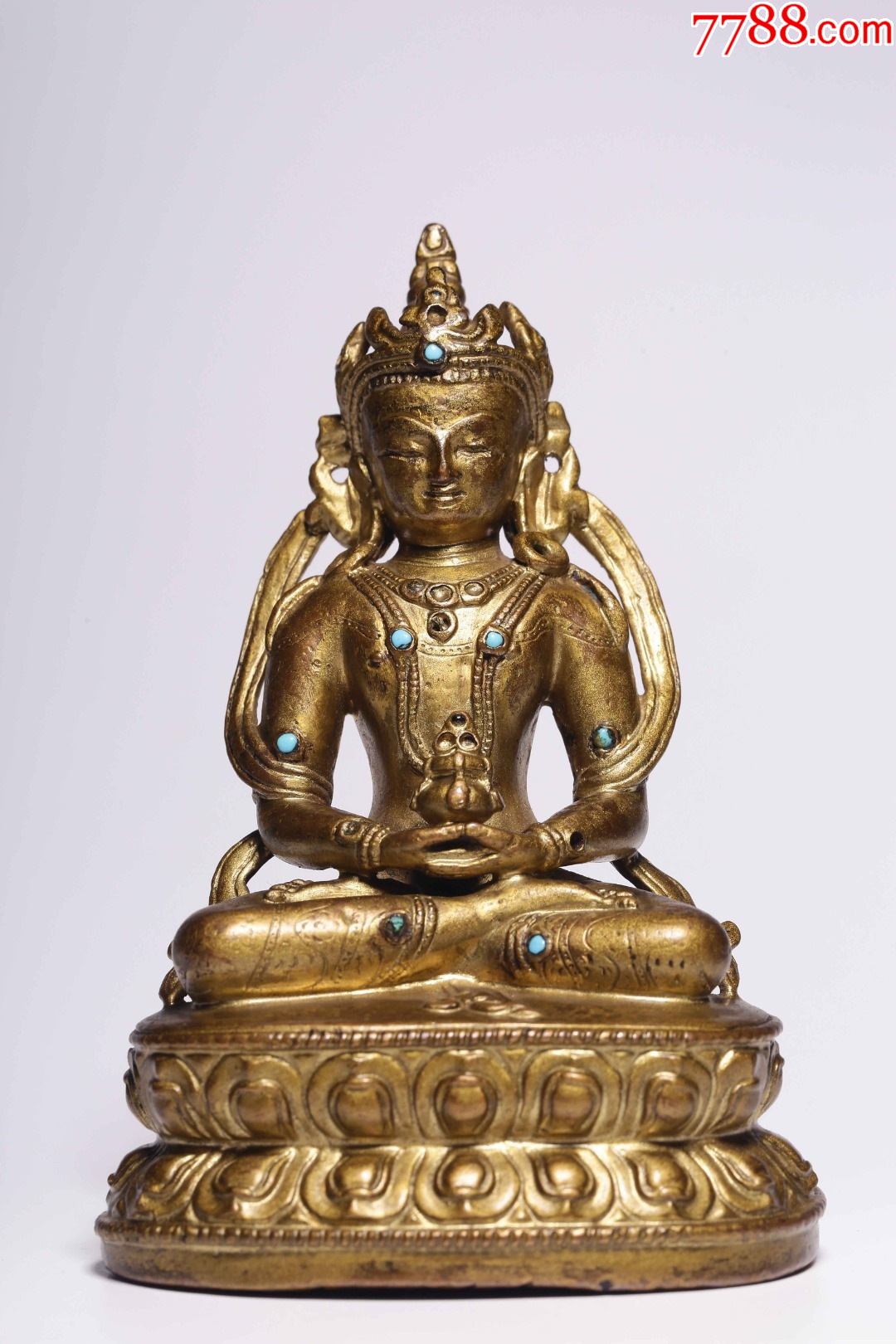 铜鎏金嵌宝长寿佛坐像-铜像/铜佛像-7788商城__七七八八商品交易平台