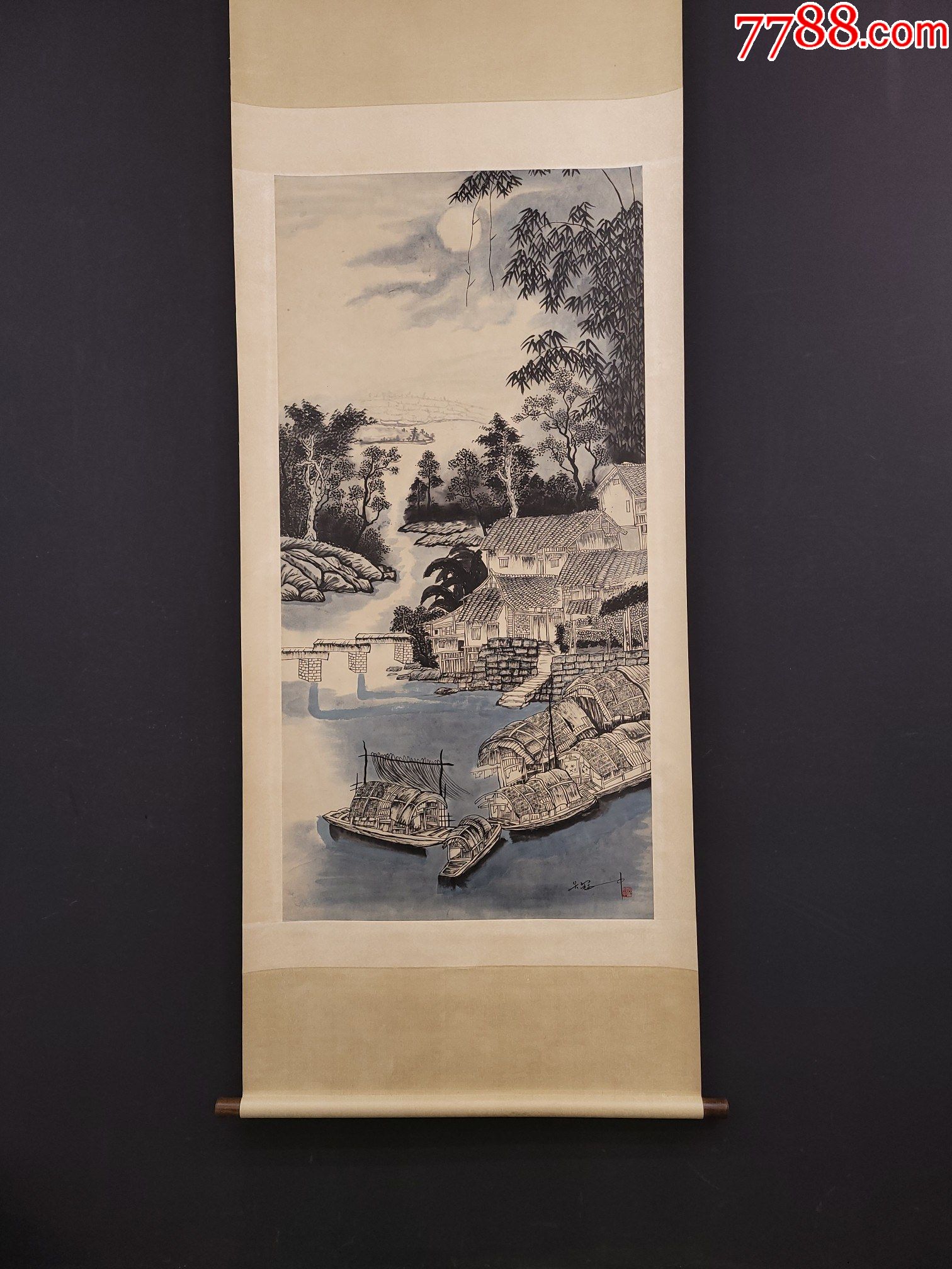 l精品纸本山水房屋_山水国画原作_作品欣赏_收藏价值_7788书法收藏