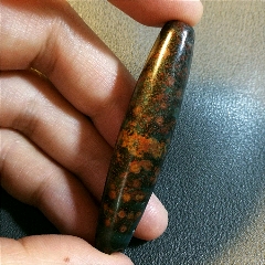 藏传象雄十眼玛瑙天珠,蜒科生物化石珠【宝贝尺寸】:长56.5宽12.