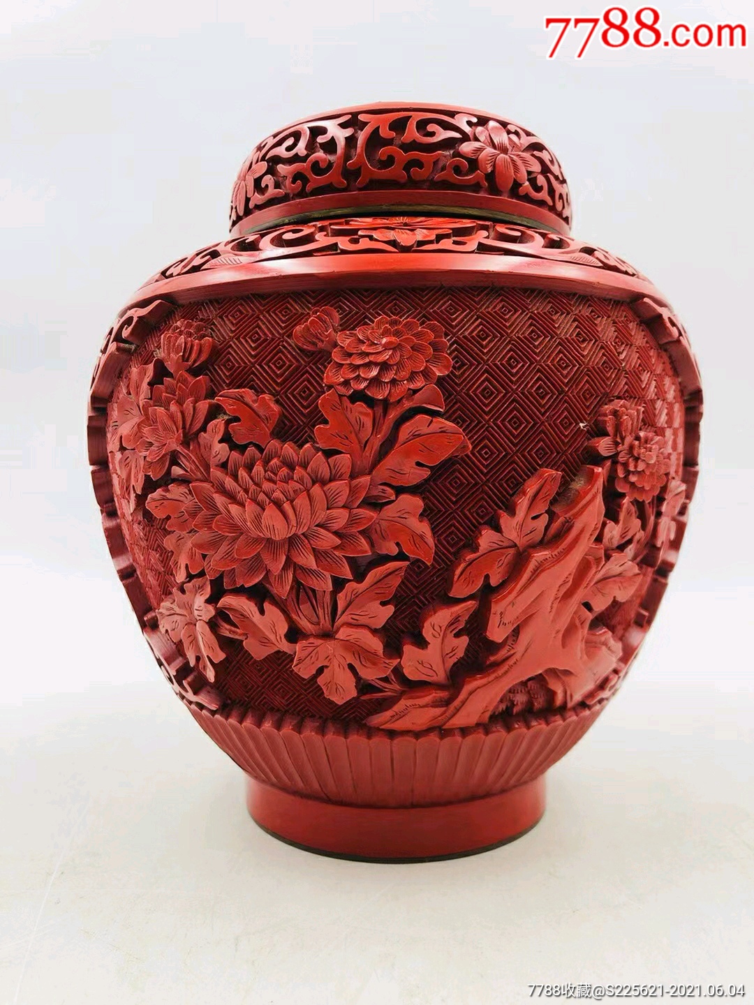 创汇时期铜胎剔红花卉纹茶叶罐-其他旧漆器-7788商城__七七八八商品