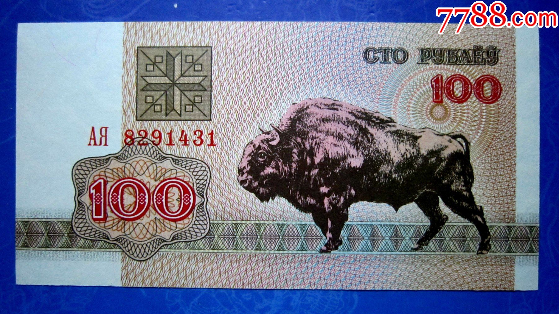 珍稀动物钞【保真精美外钞】白俄罗斯1992年100卢布【满版水印防伪】