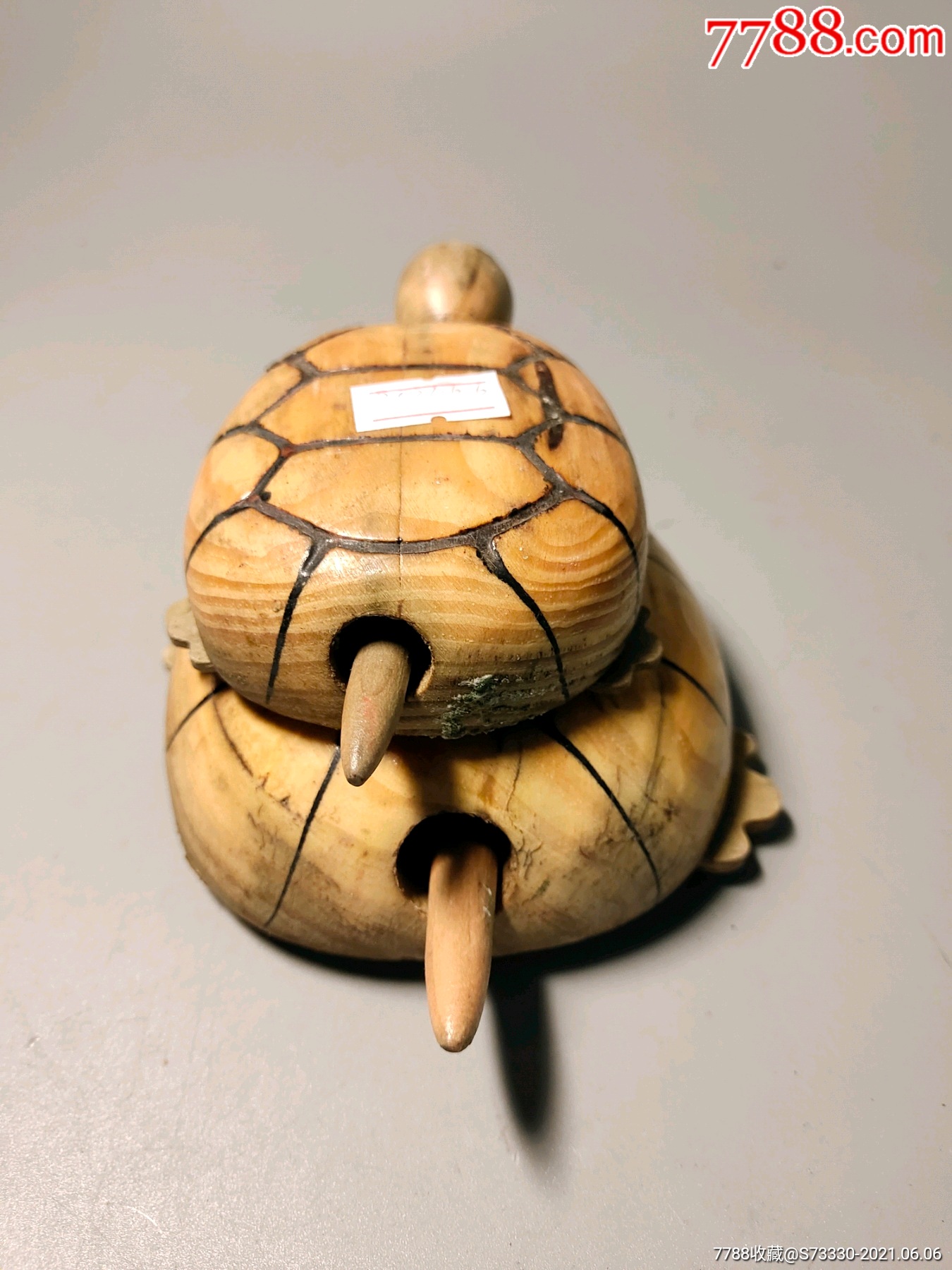 80-90年代,木头小乌龟宝宝拖车一只,缺脚