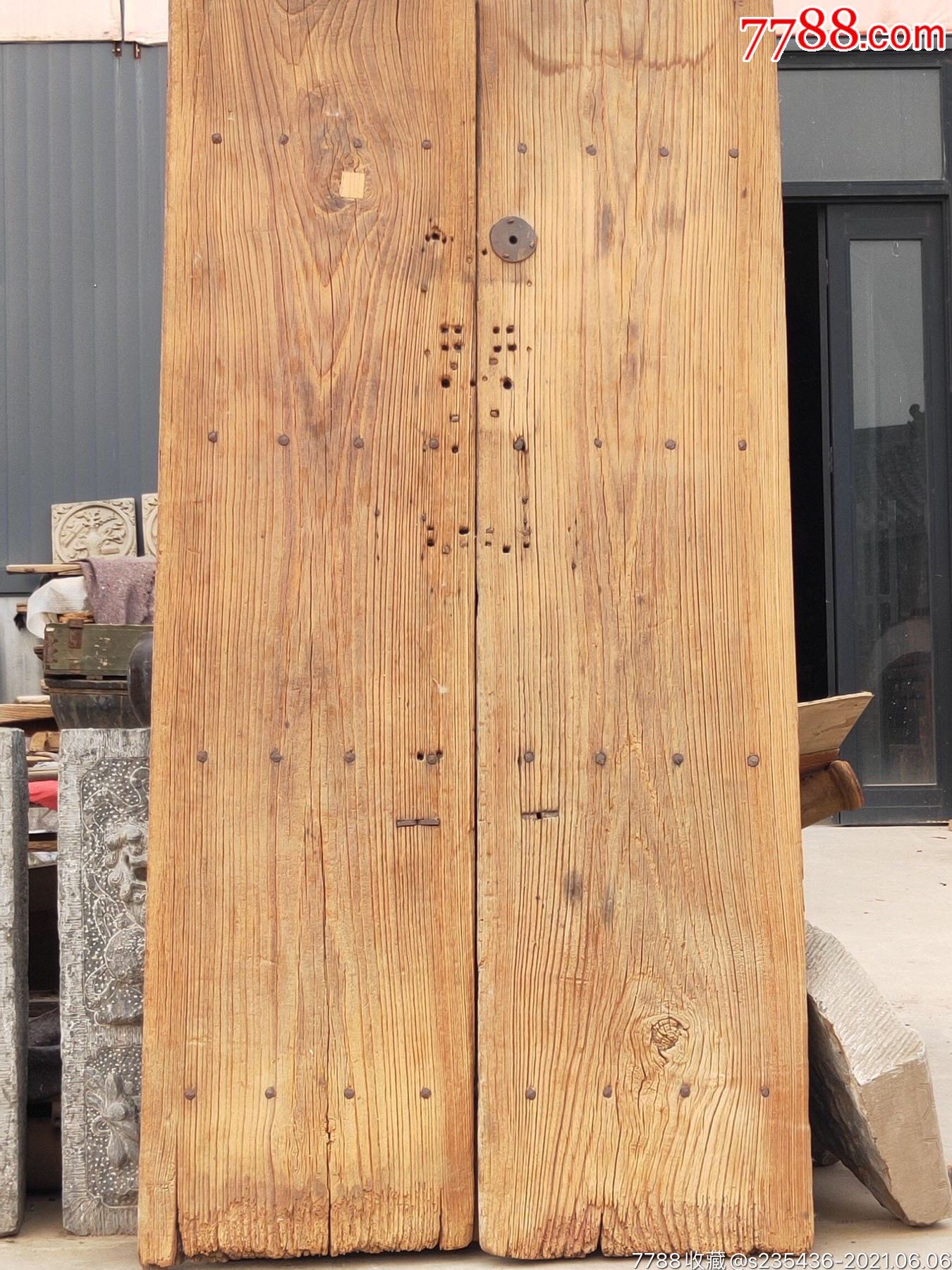 挑战风化极限高风化原生态老榆木大号独板大门一对够宽够高风化一流沧