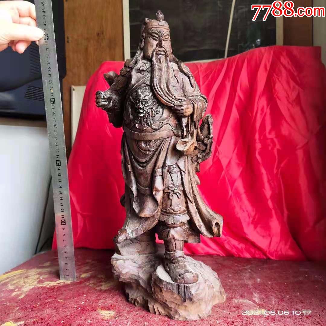 红木雕刻关公雕像摆件重38斤高度40厘米手工雕刻的
