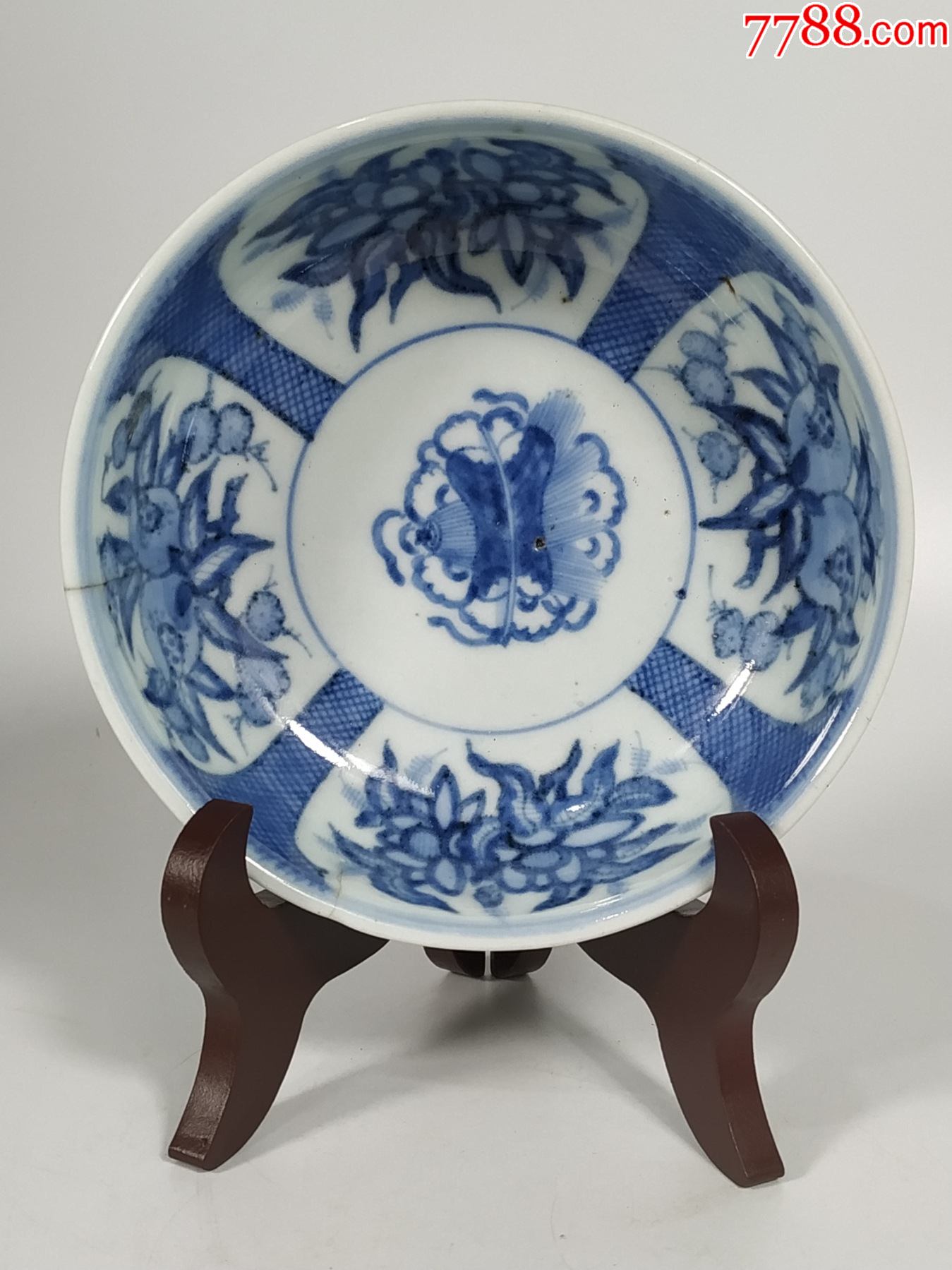 民国仿清中期青花多子多福盘