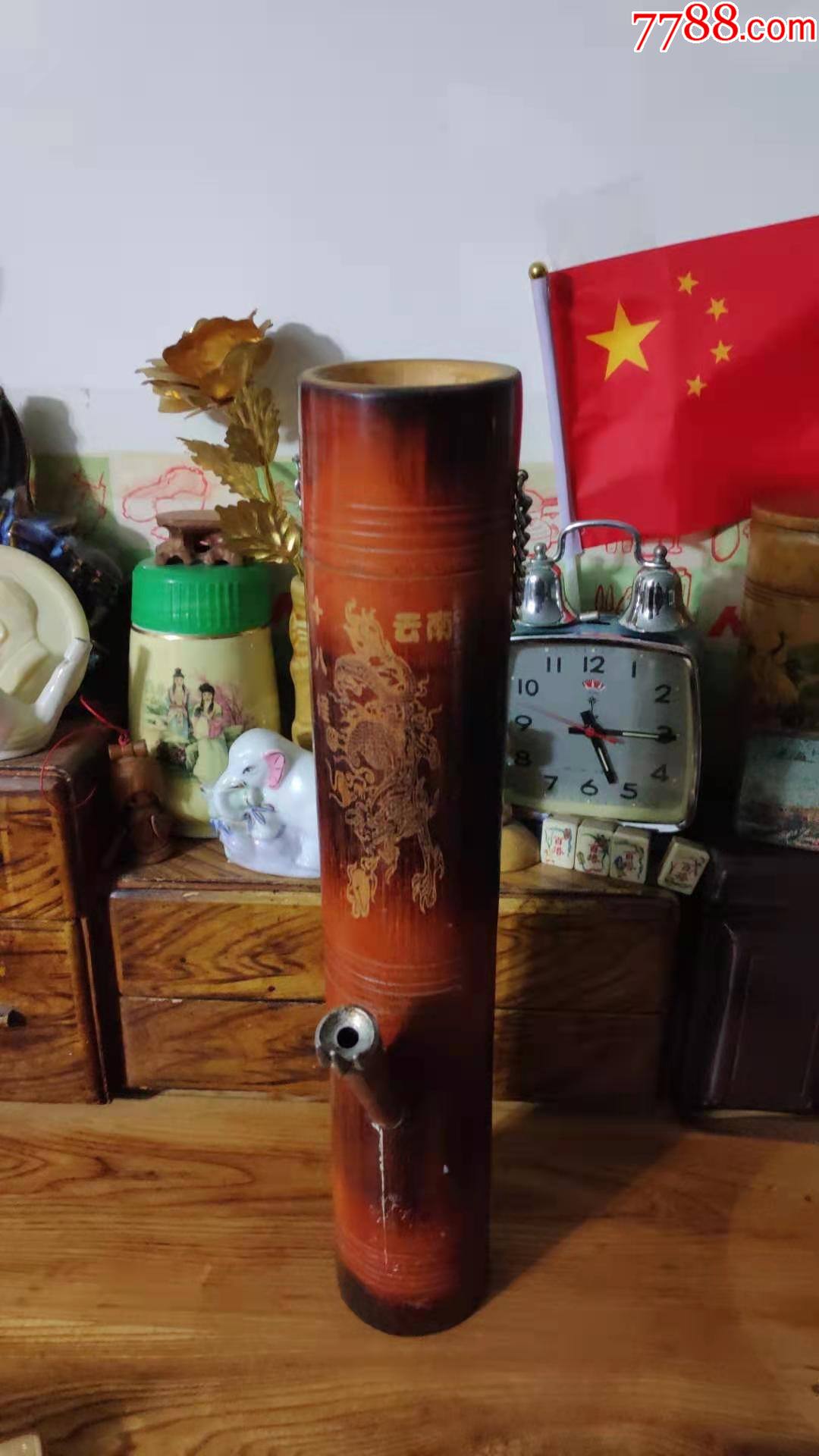 上世纪80-90年代云南十八怪竹筒烟铜摆件民俗怀旧老摆件.