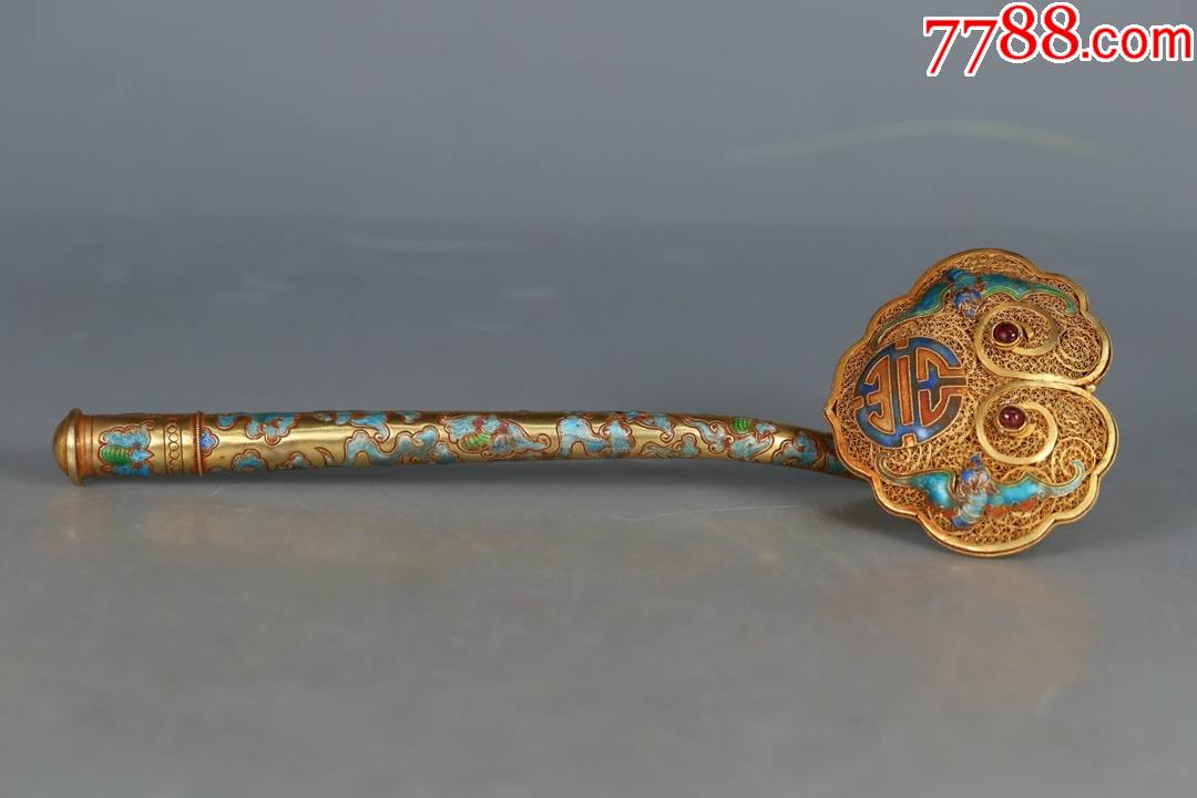 清,银鎏金花丝如意摆件_其他银器_第1张_7788砚台收藏