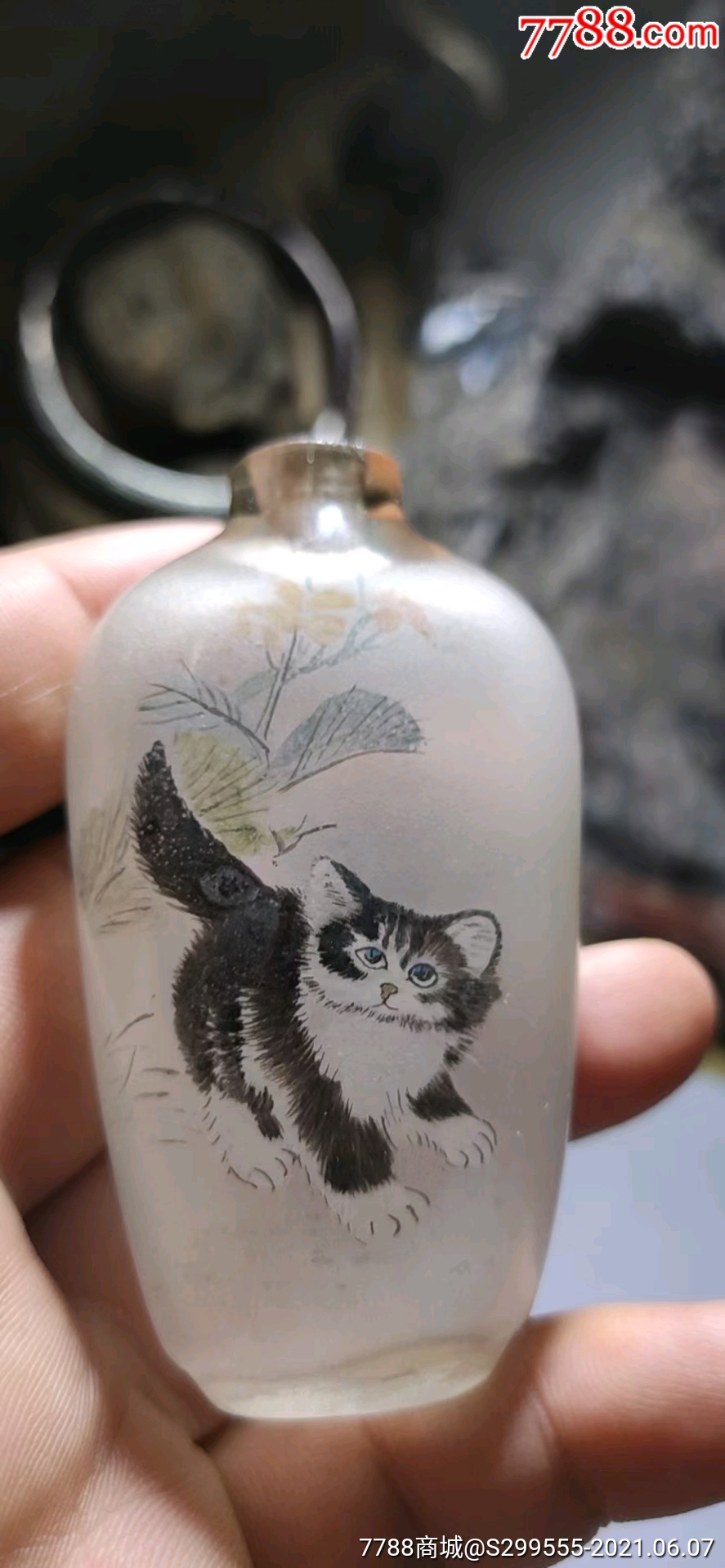 老内画!鼻烟壶!小猫!画的真好!如图完整!150