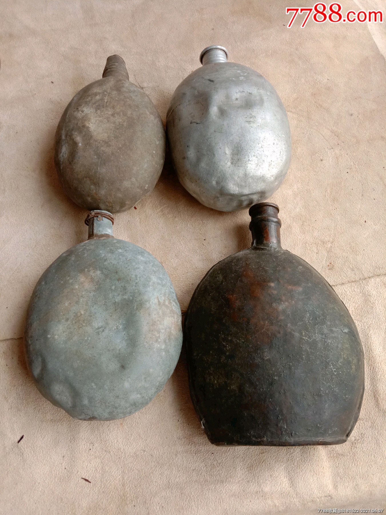 民国抗战二战国军水壶铁质铜制铝水壶背壶行军壶打包