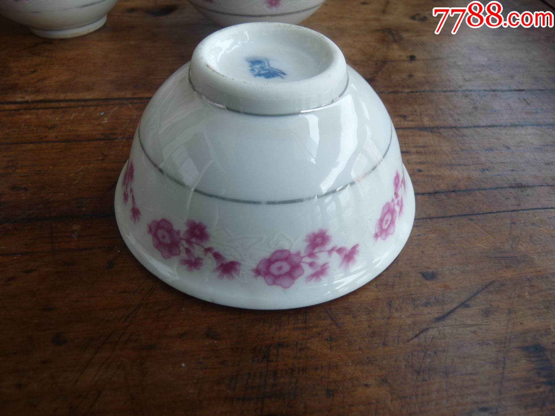 景德镇红旗瓷厂描银花卉碗5个
