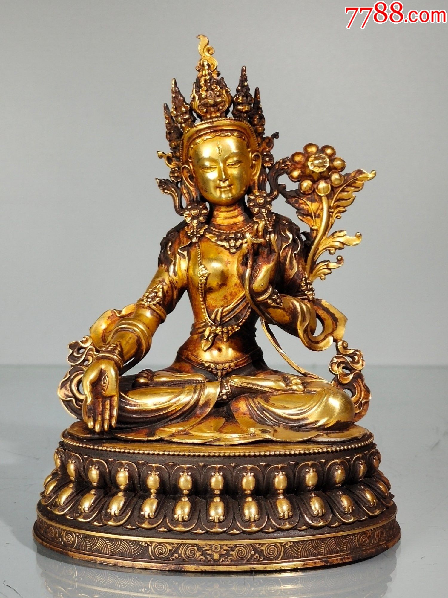 紫铜鎏真金绿度母供像菩萨供像佛像摆件_铜像/铜佛像_收藏交流_回收