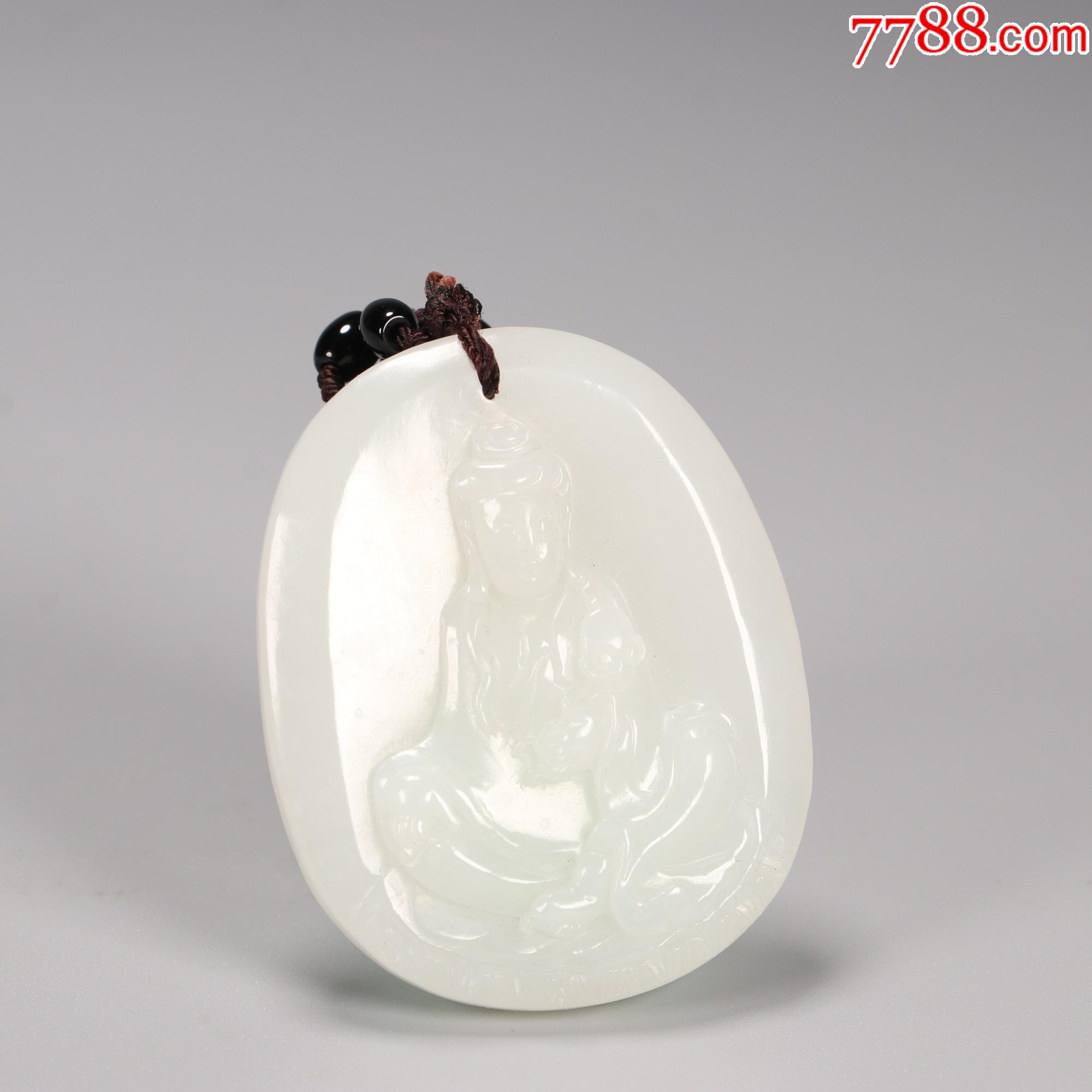 和田白玉观音挂牌