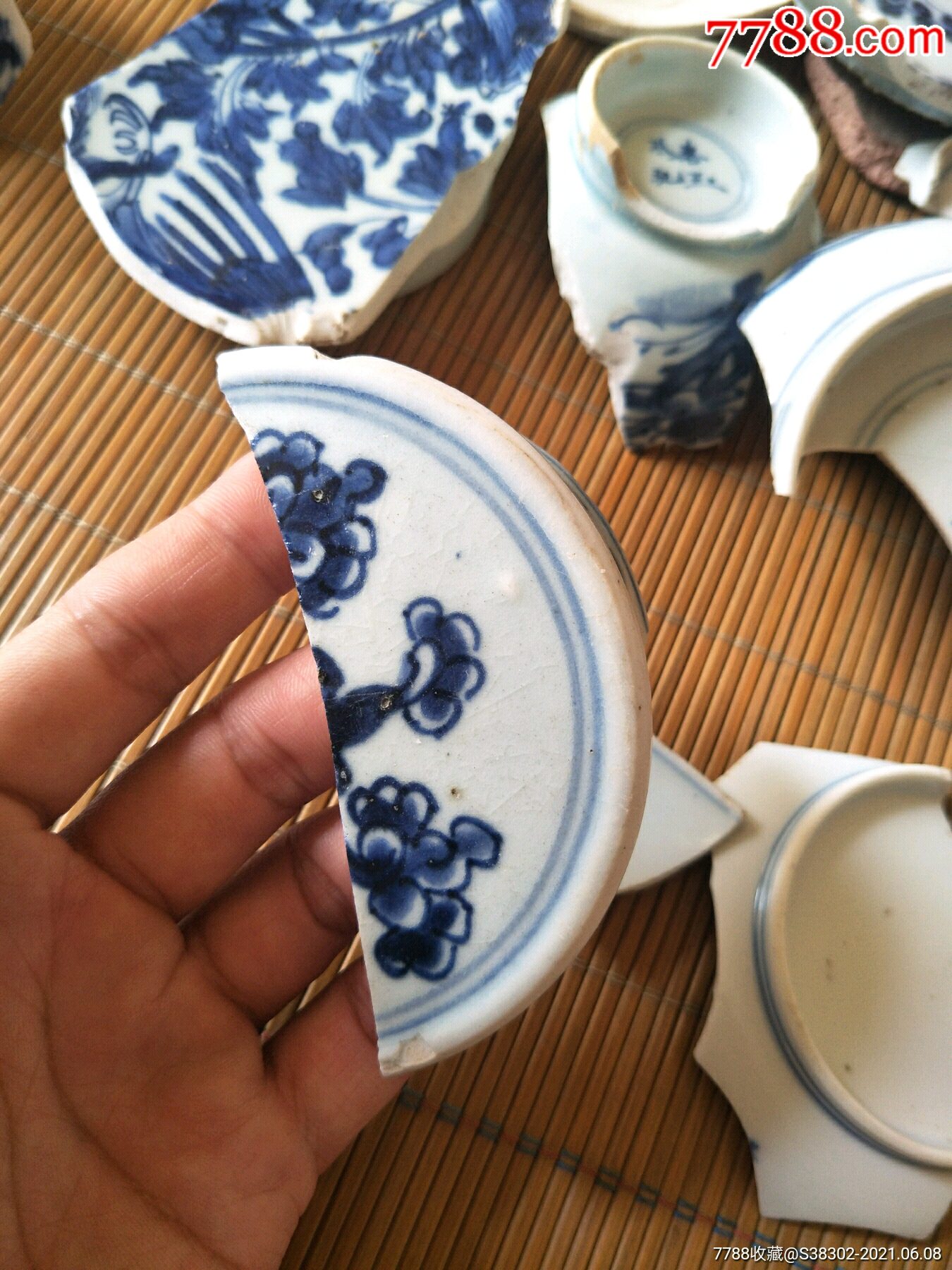 青花瓷片残片胎釉细腻莹润临清运河古玩店万枚瓷片标本馆_价格36元
