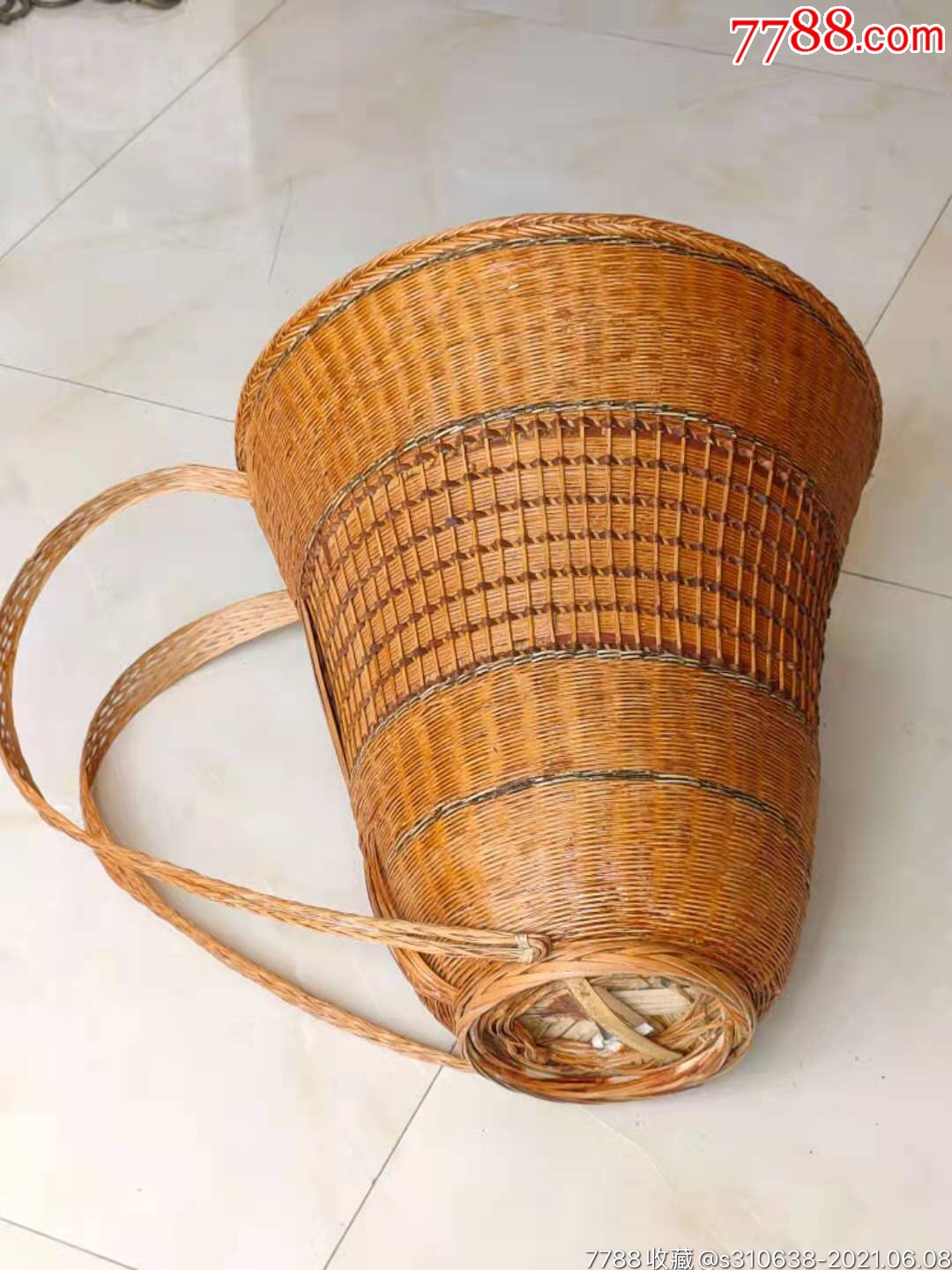 下乡收民俗老物件竹编背篓一个9