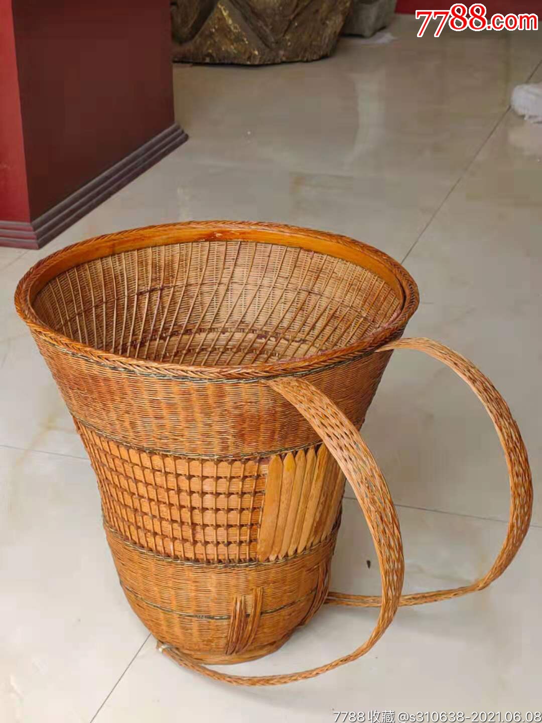 下乡收民俗老物件竹编背篓一个9