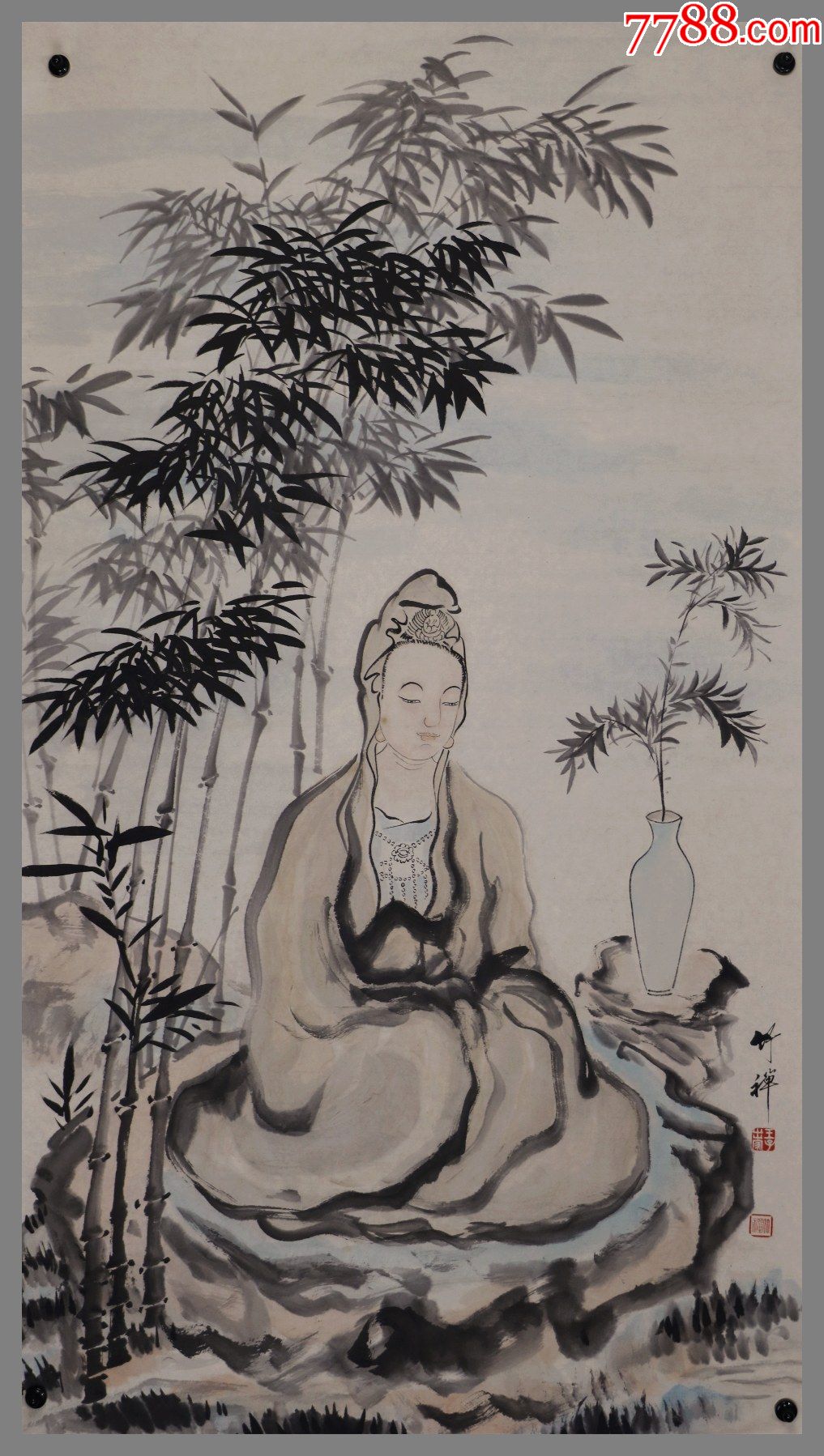 竹禅法师,四川梁山人,清代著名书画大师,人物_人物国画原作_作品欣赏