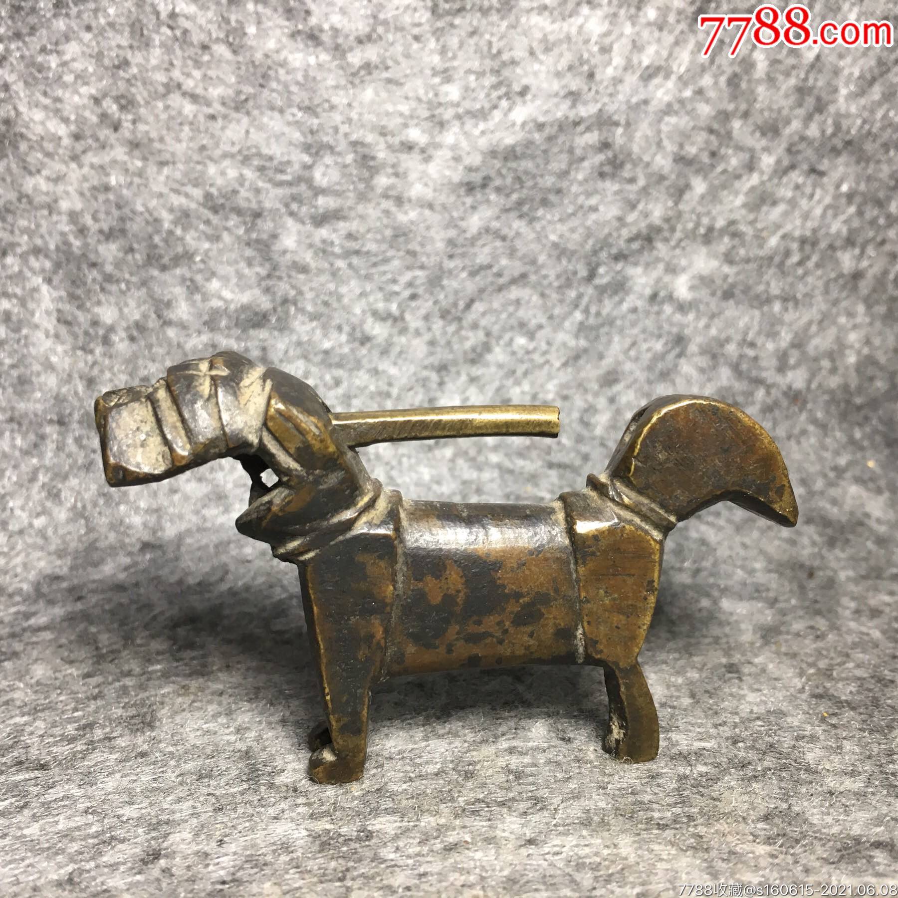 明代清代老铜锁动物铜锁狗锁麒麟锁