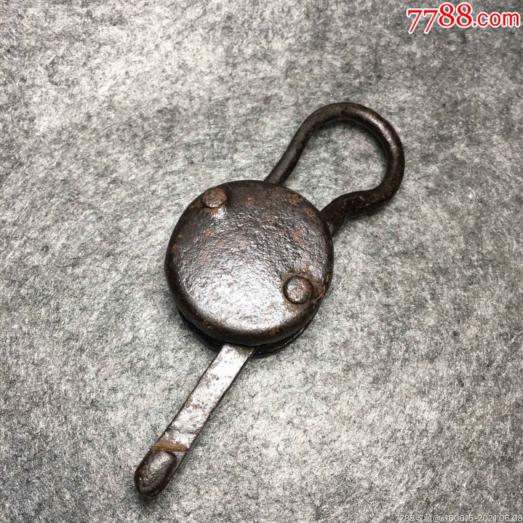 清代圆形老铁锁中式古代铁艺老铁锁传世包浆老铁锁铜锁收藏