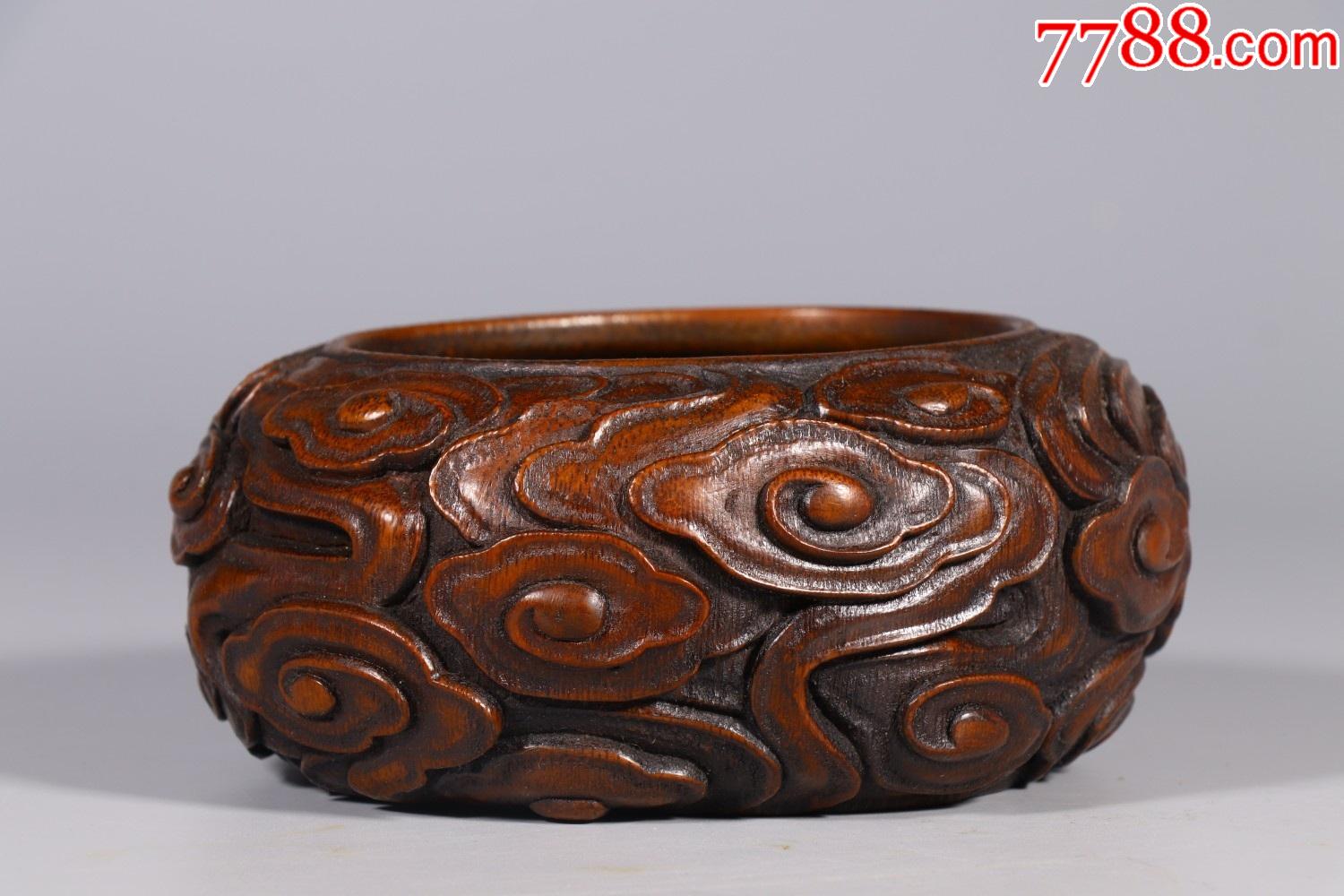 竹雕云纹水盂