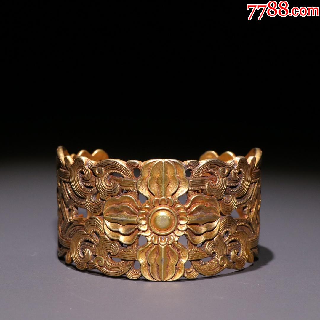旧藏:银鎏金镂雕花纹手镯