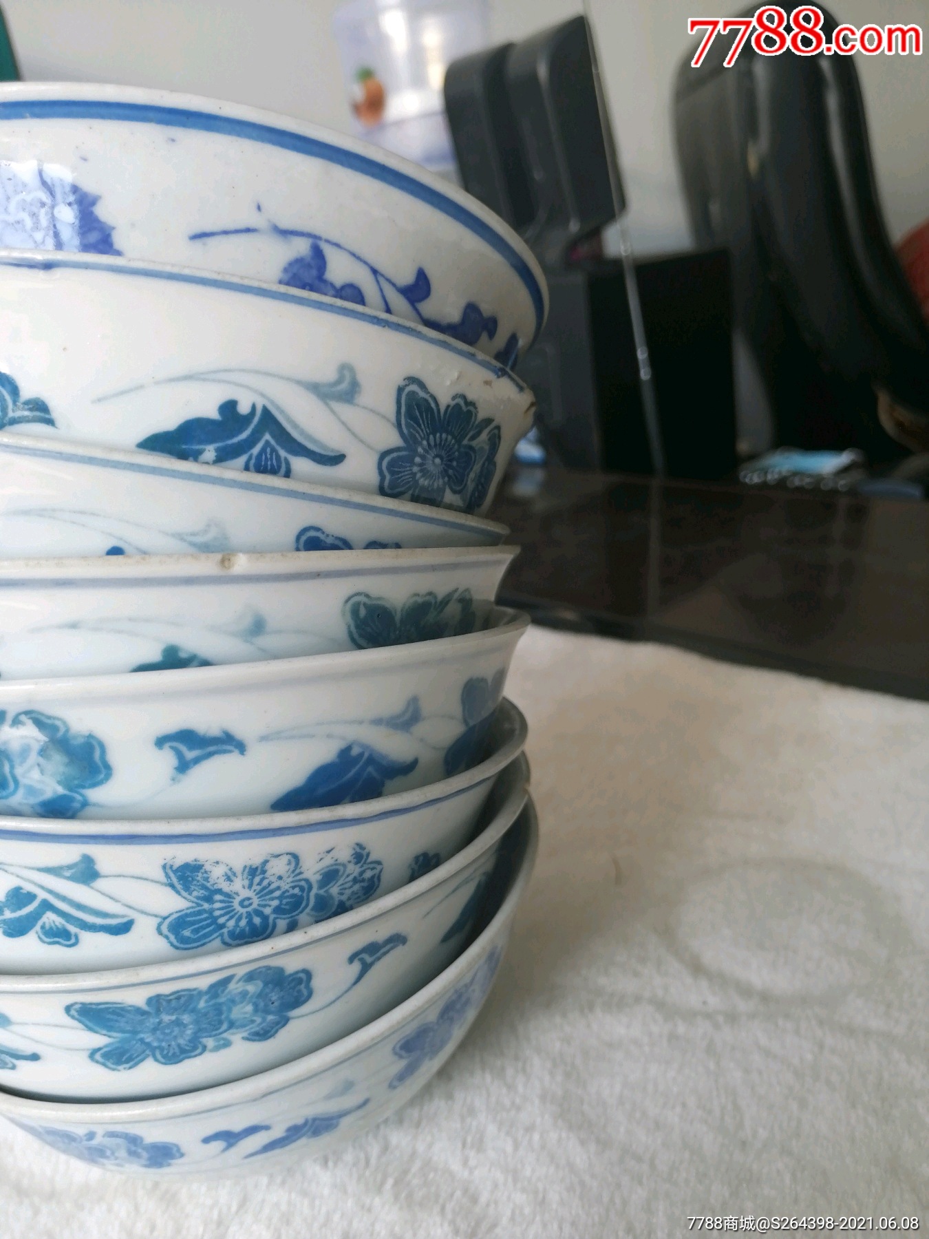 湖南石湾青花碗8个合出