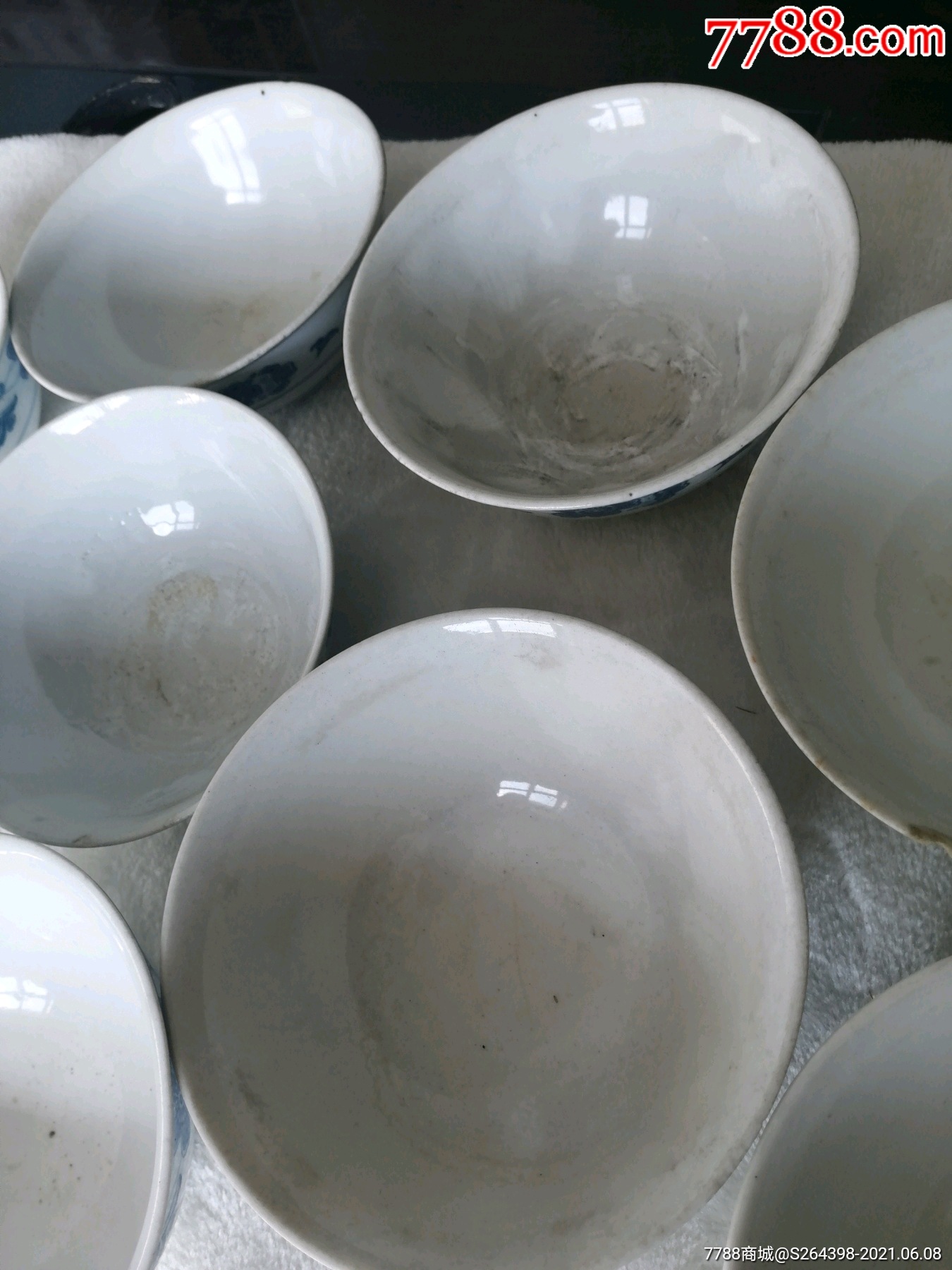 湖南石湾青花碗8个合出
