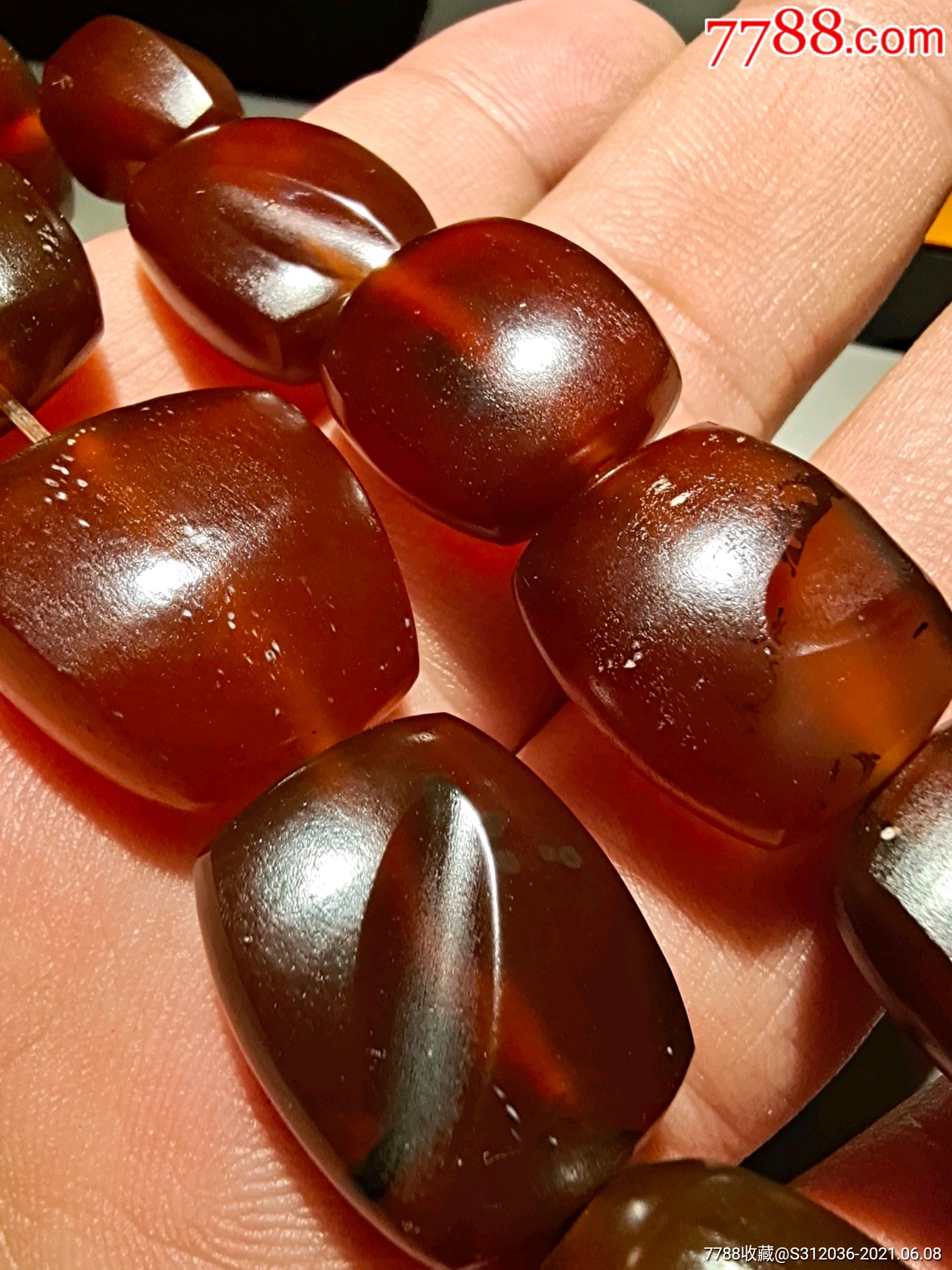 辽金酒红玛瑙扁珠